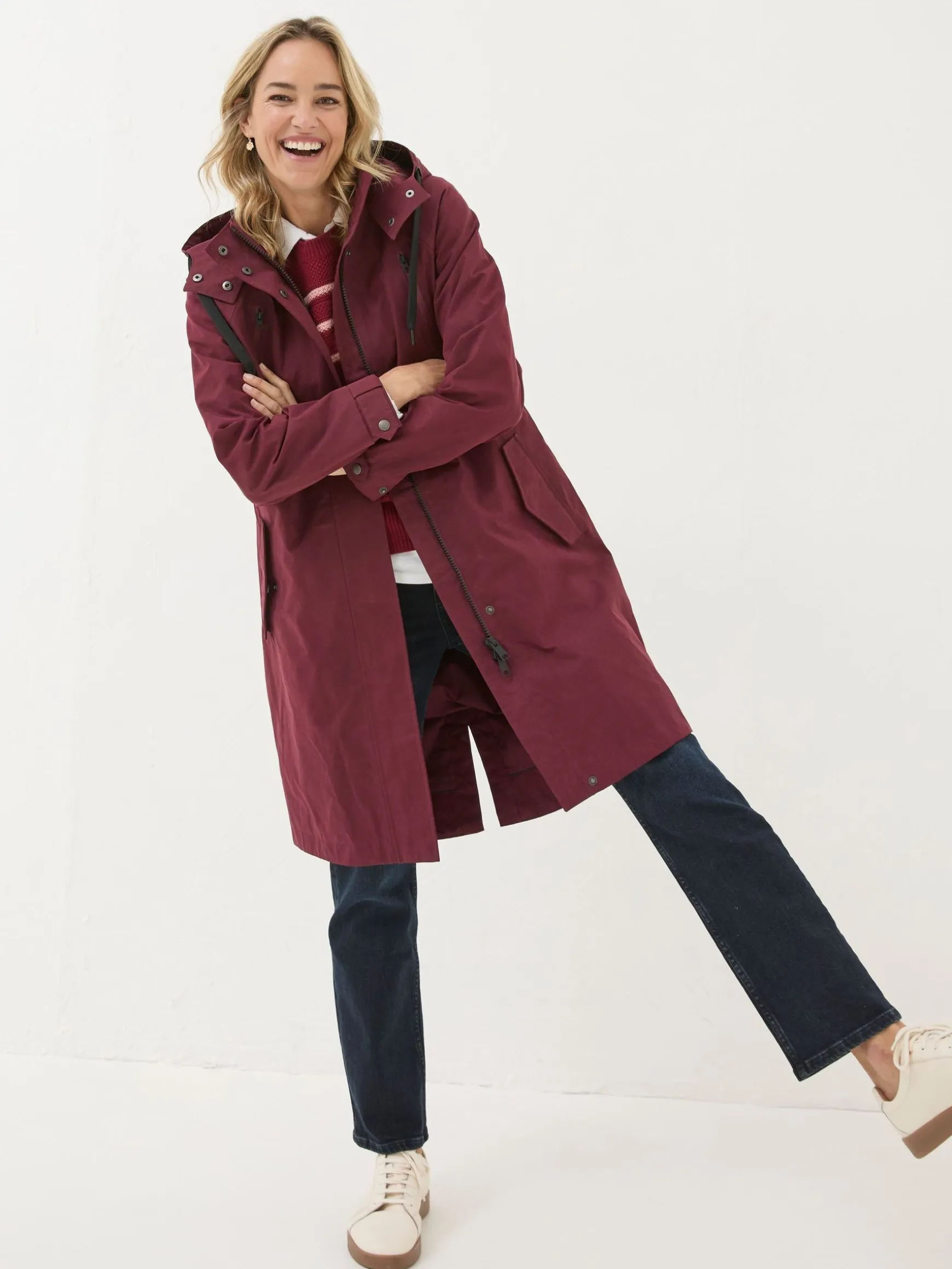 FatFace Juno Waterproof Long Coat Red Fashion