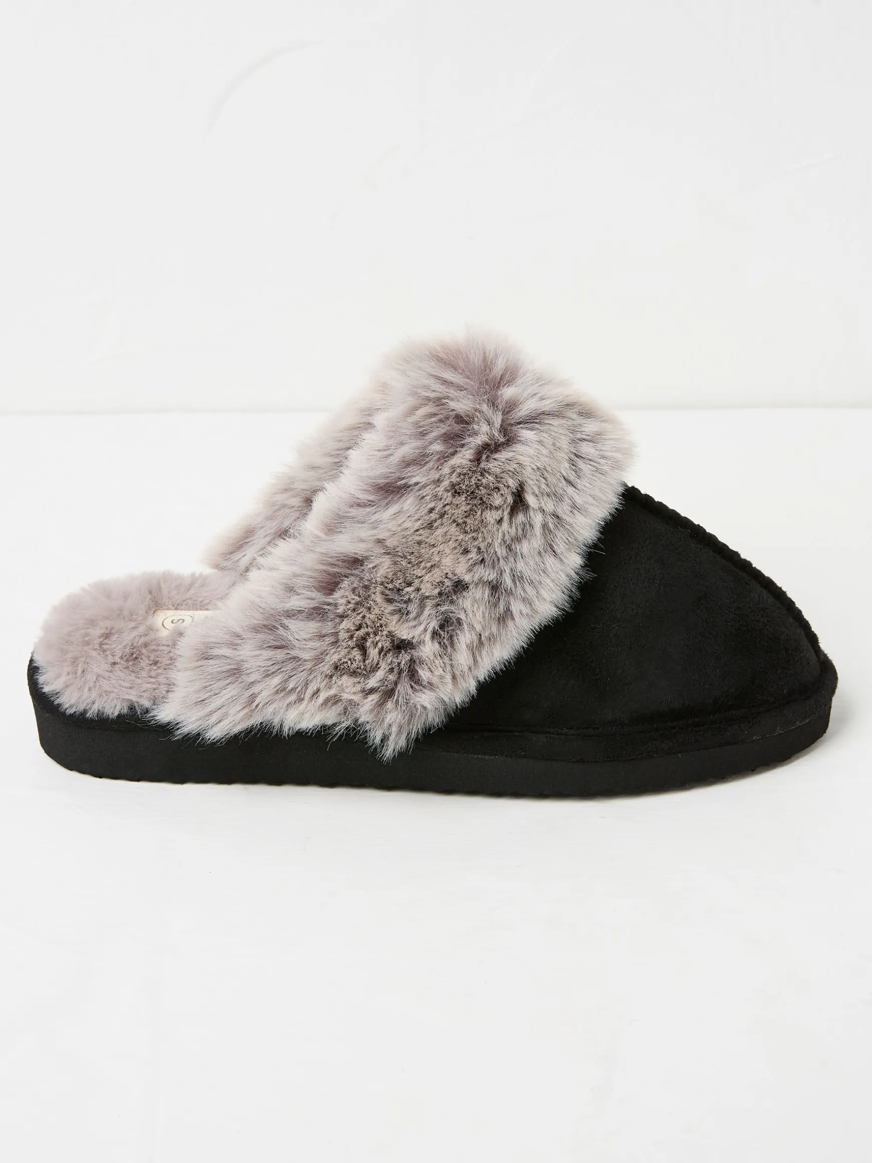 FatFace Kaia Faux Fur Cuff Mules Black Hot