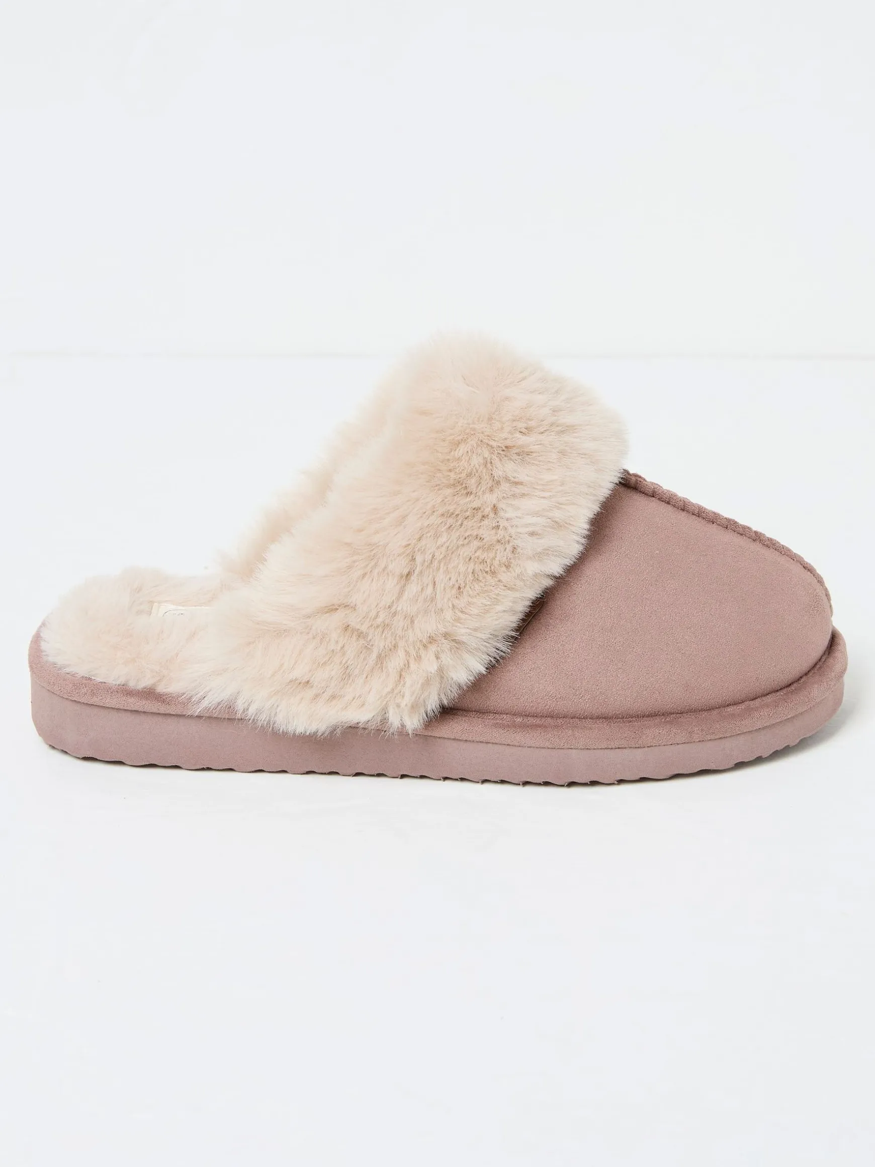 FatFace Kaia Faux Fur Cuff Mules Dark Natural Best Sale