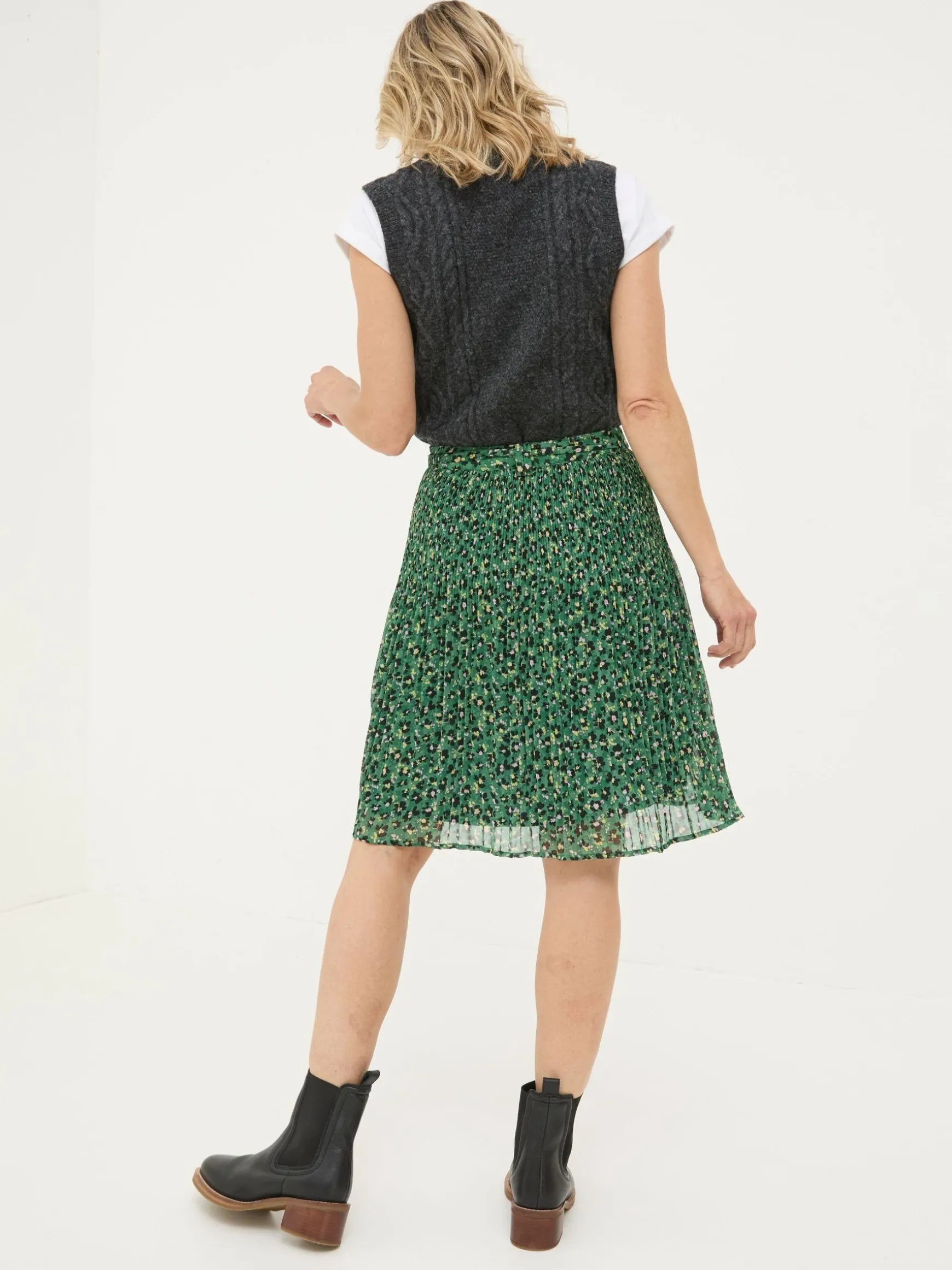 FatFace Kayleigh Floral Marks Pleated Skirt Green Store