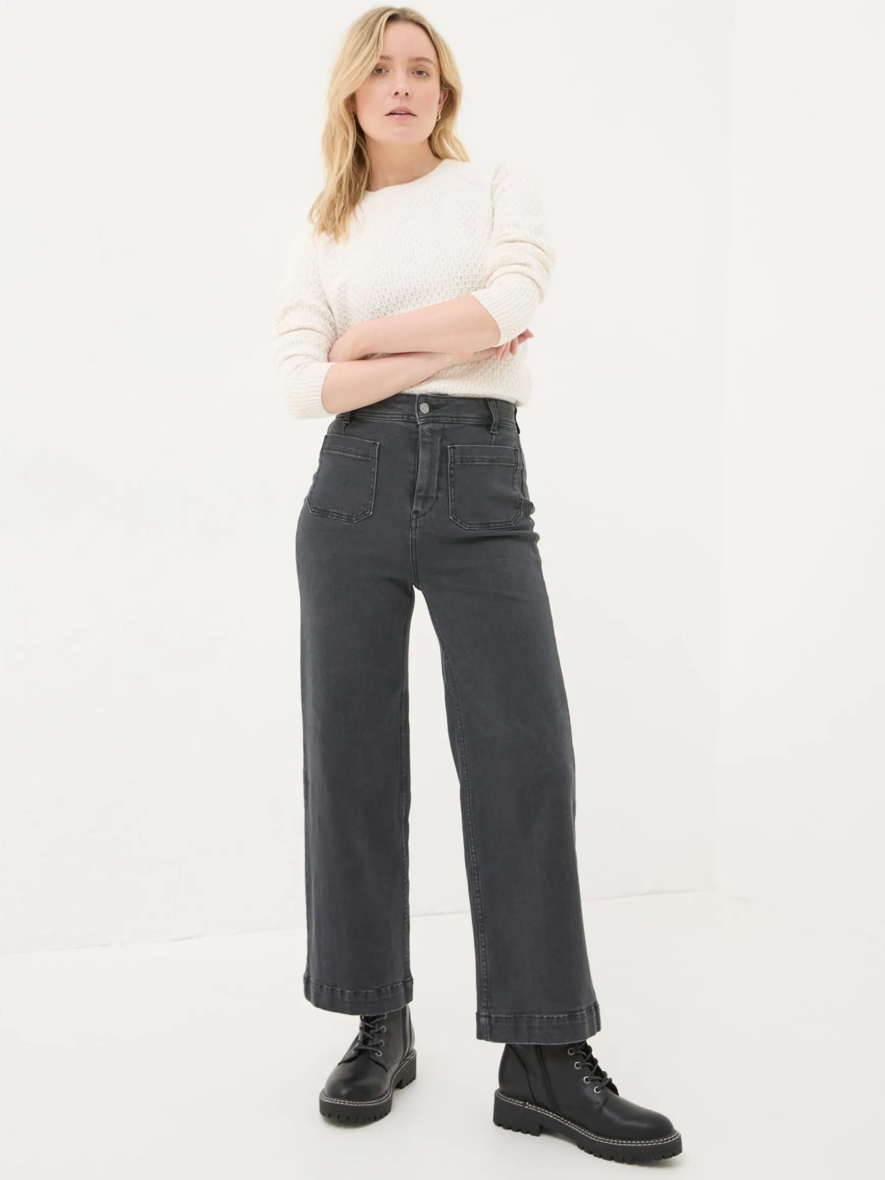 FatFace Keswick Wide Leg Crop Jeans Grey Best