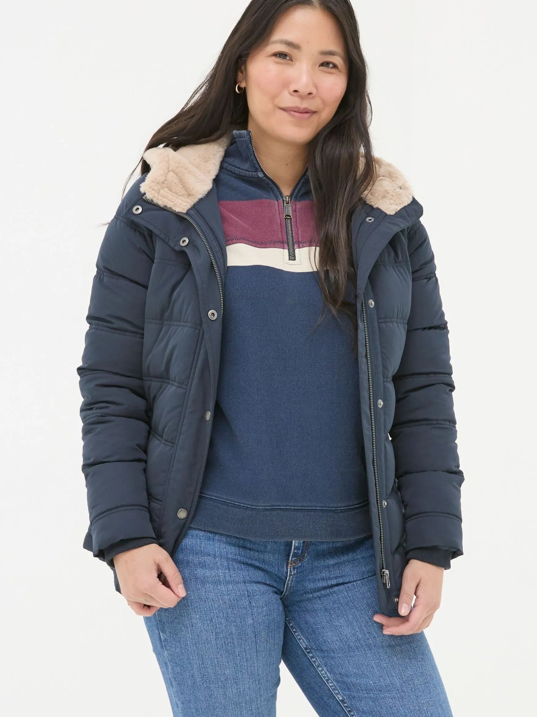 FatFace Lara Lara Puffer Coat Navy Cheap