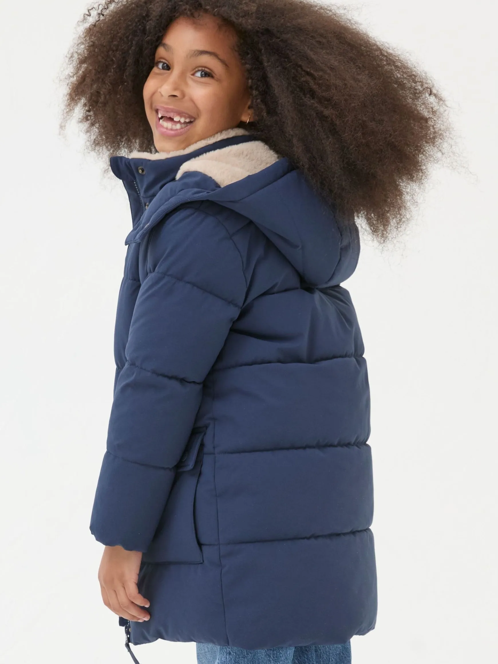 FatFace Letty Longline Padded Jacket Navy Blue Fashion