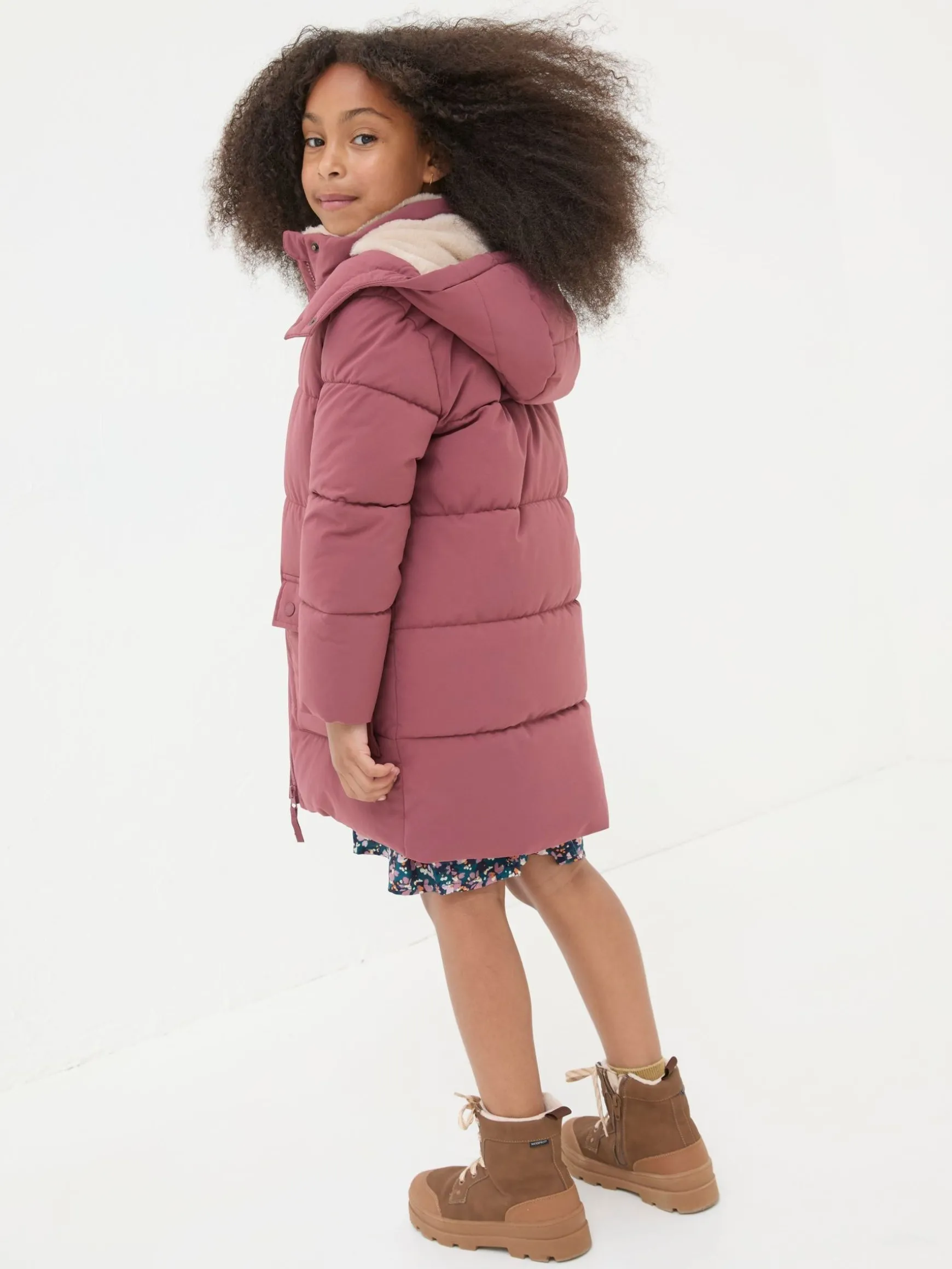 FatFace Letty Longline Padded Jacket Rose Pink Best Sale