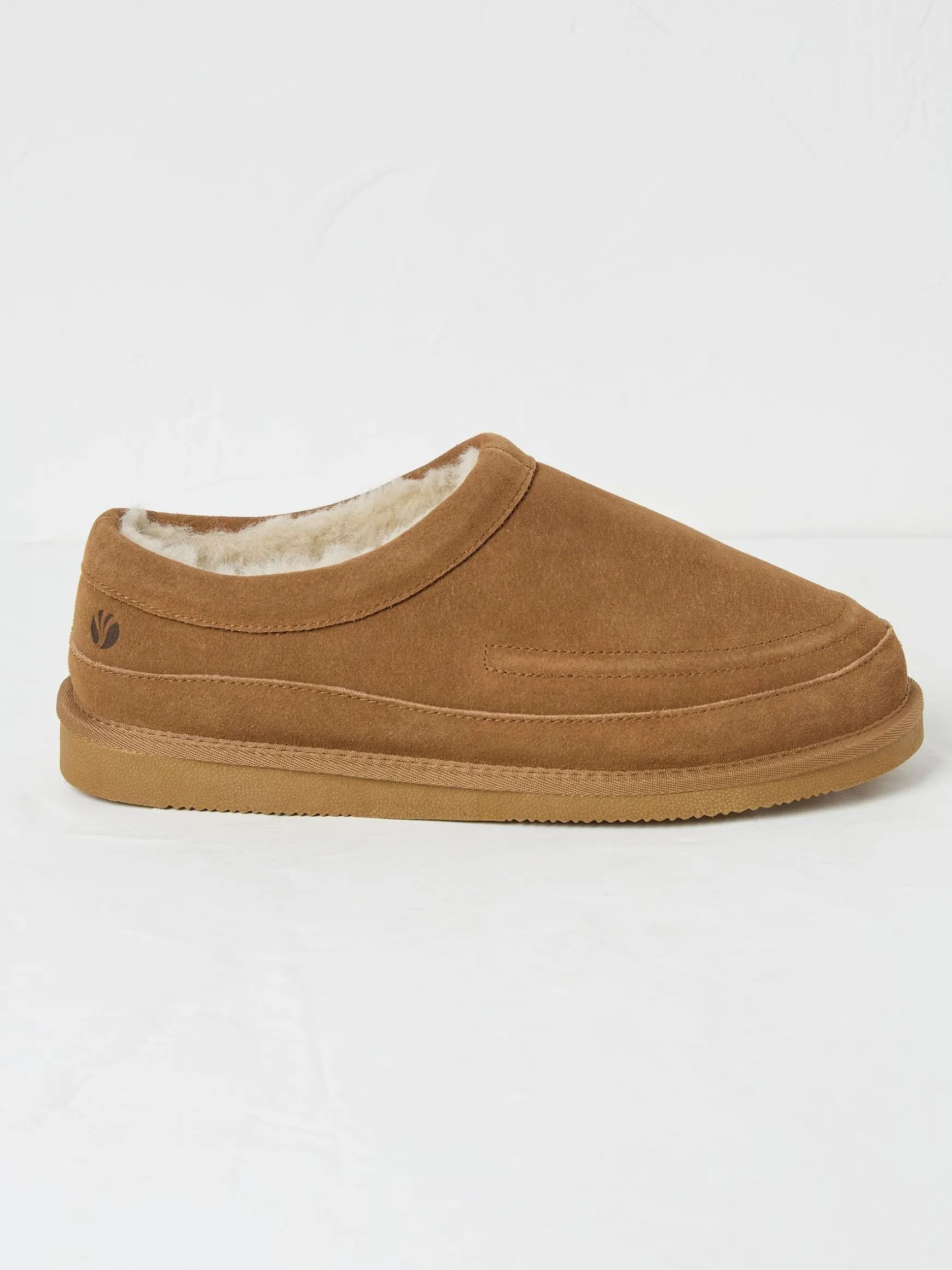 FatFace Lewis Suede Snug Mule Slippers Tan Brown Clearance