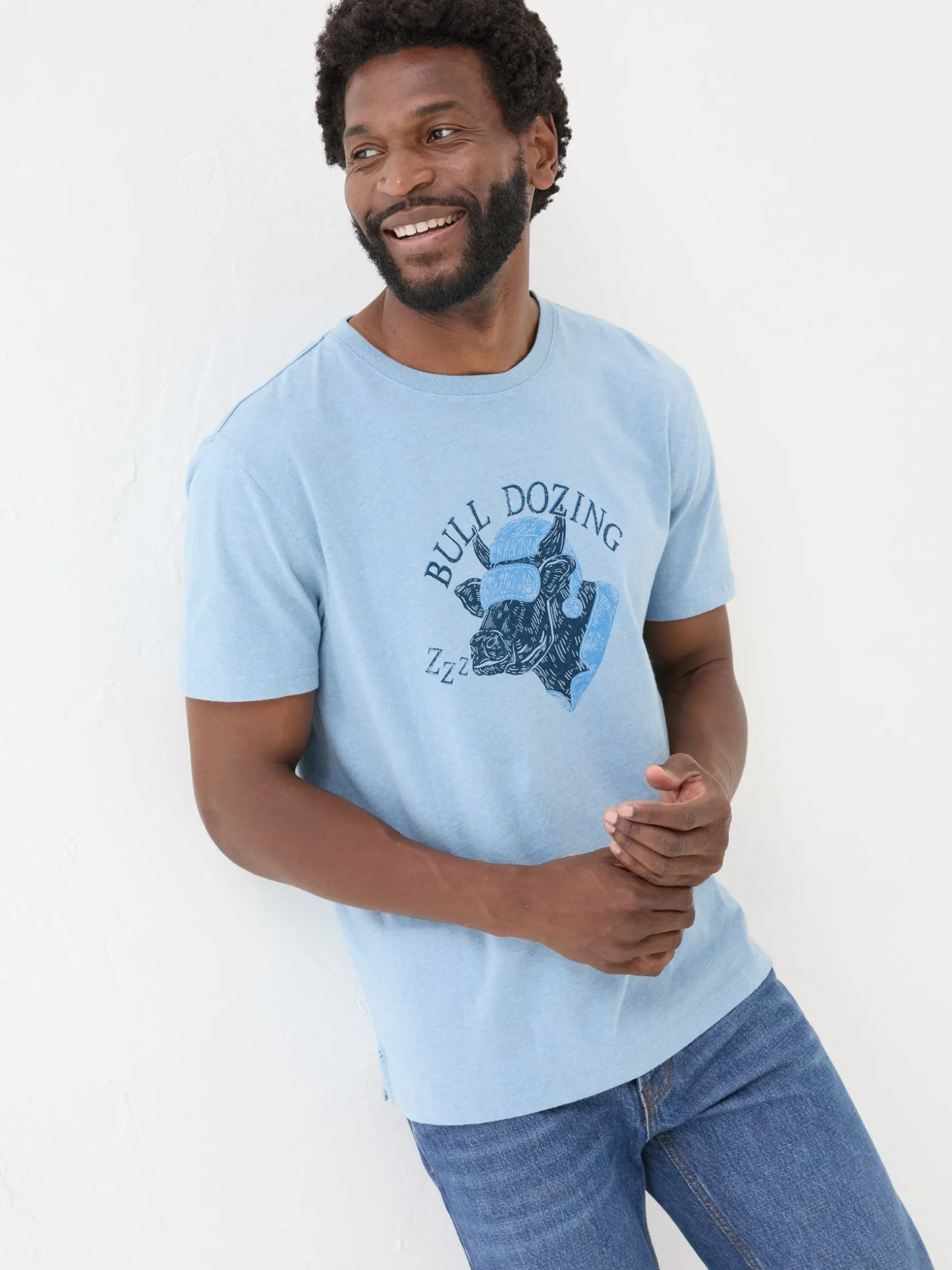 FatFace Bull Dozing T-Shirt Light Blue Online