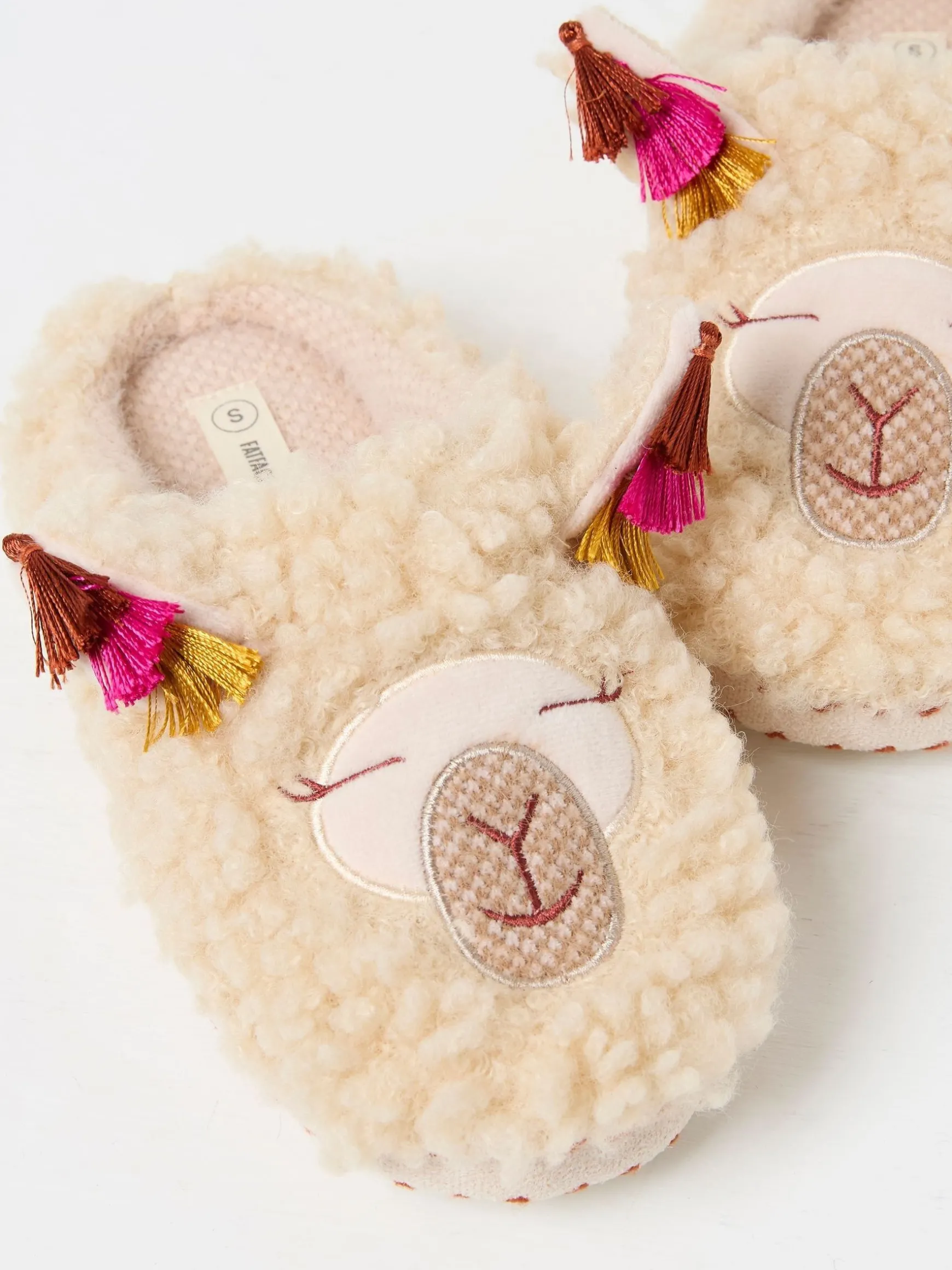 FatFace Lila Llama Slippers Ivory Store