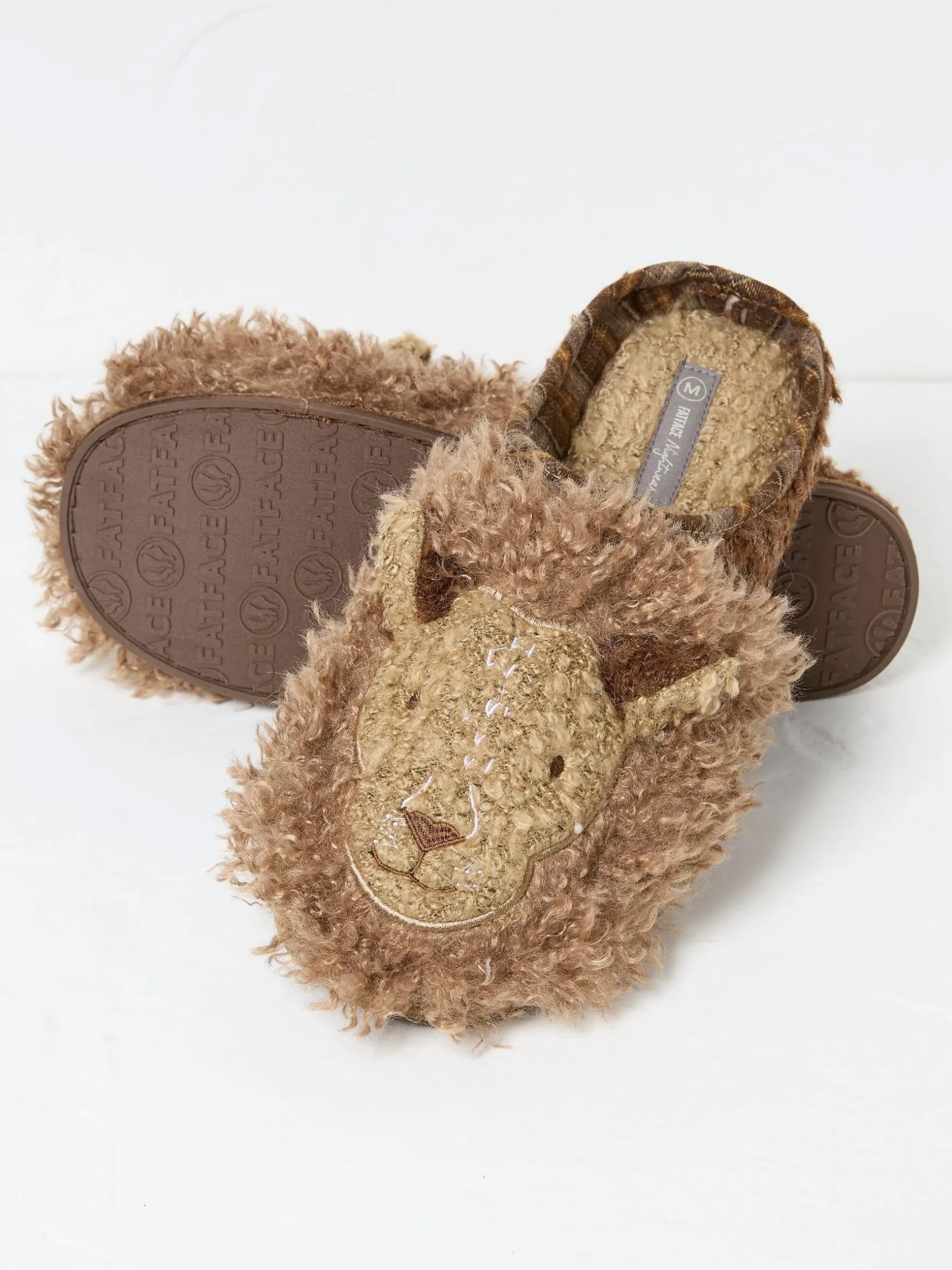 FatFace Lionel Lion Slippers Natural Fashion