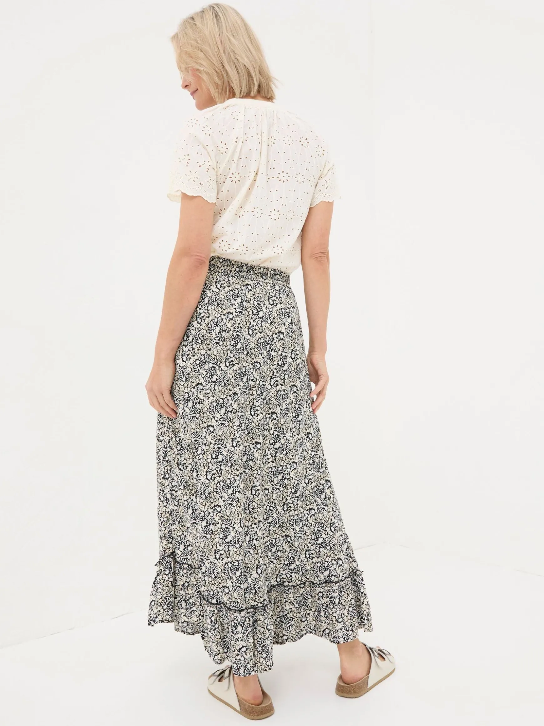 FatFace Lissy Inlay Floral Maxi Skirt Black Flash Sale