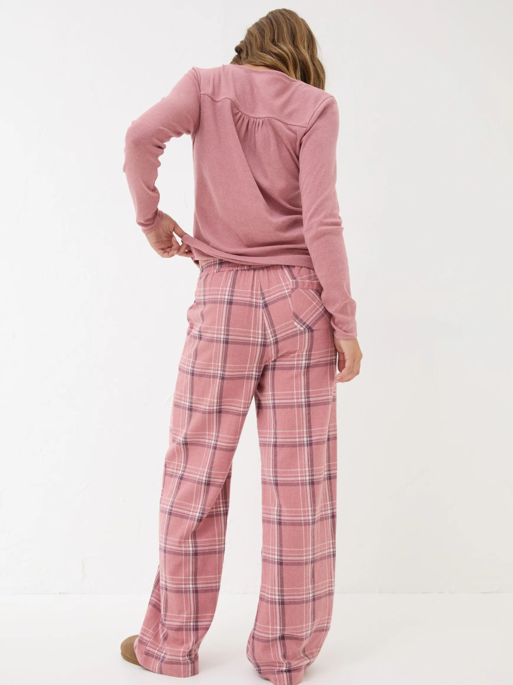 FatFace Lola Check 100% Cotton Pyjama Bottoms Pink Online