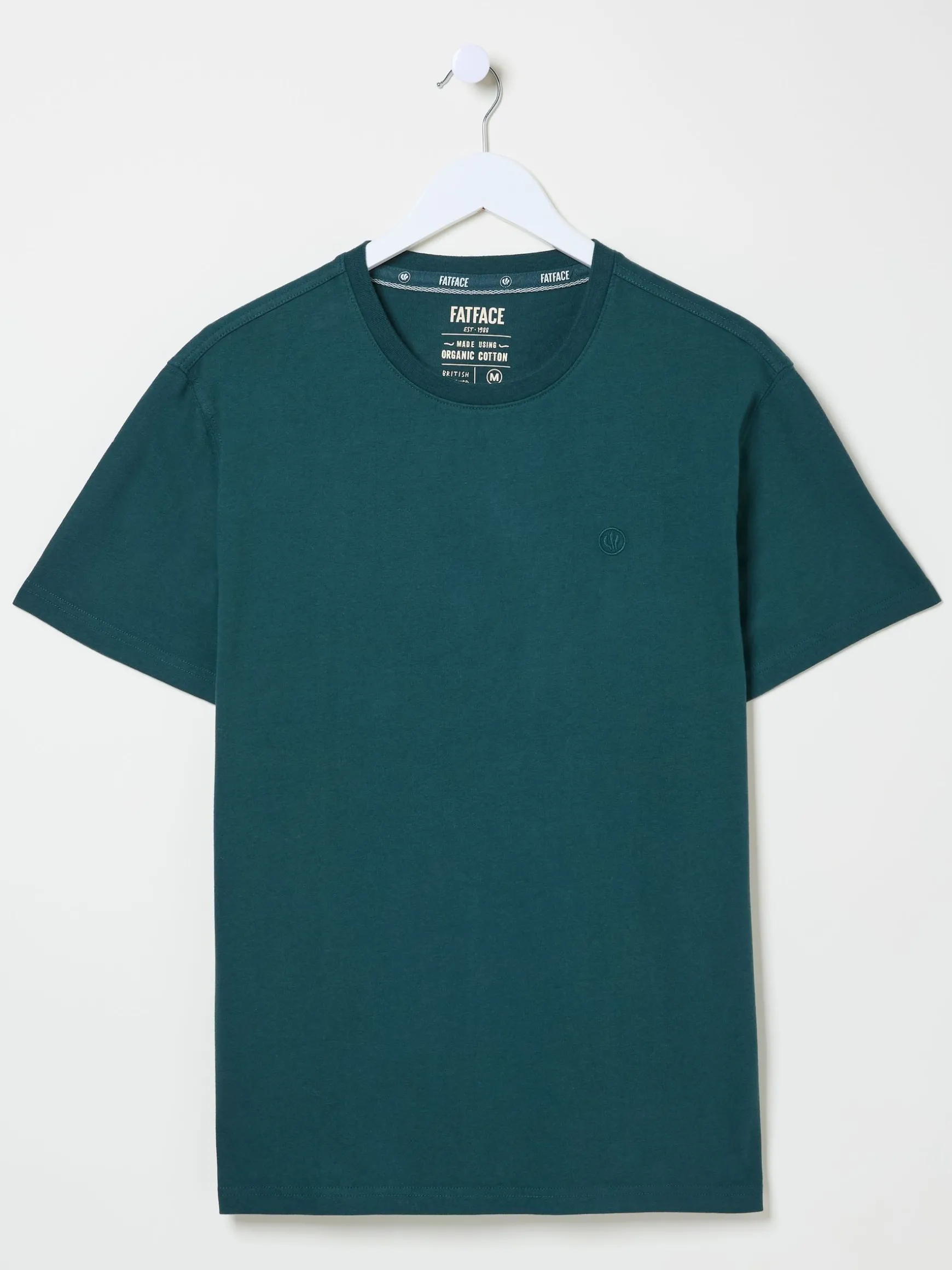 FatFace Lulworth 100% Cotton Organic Crew T-Shirt Dark Teal Store