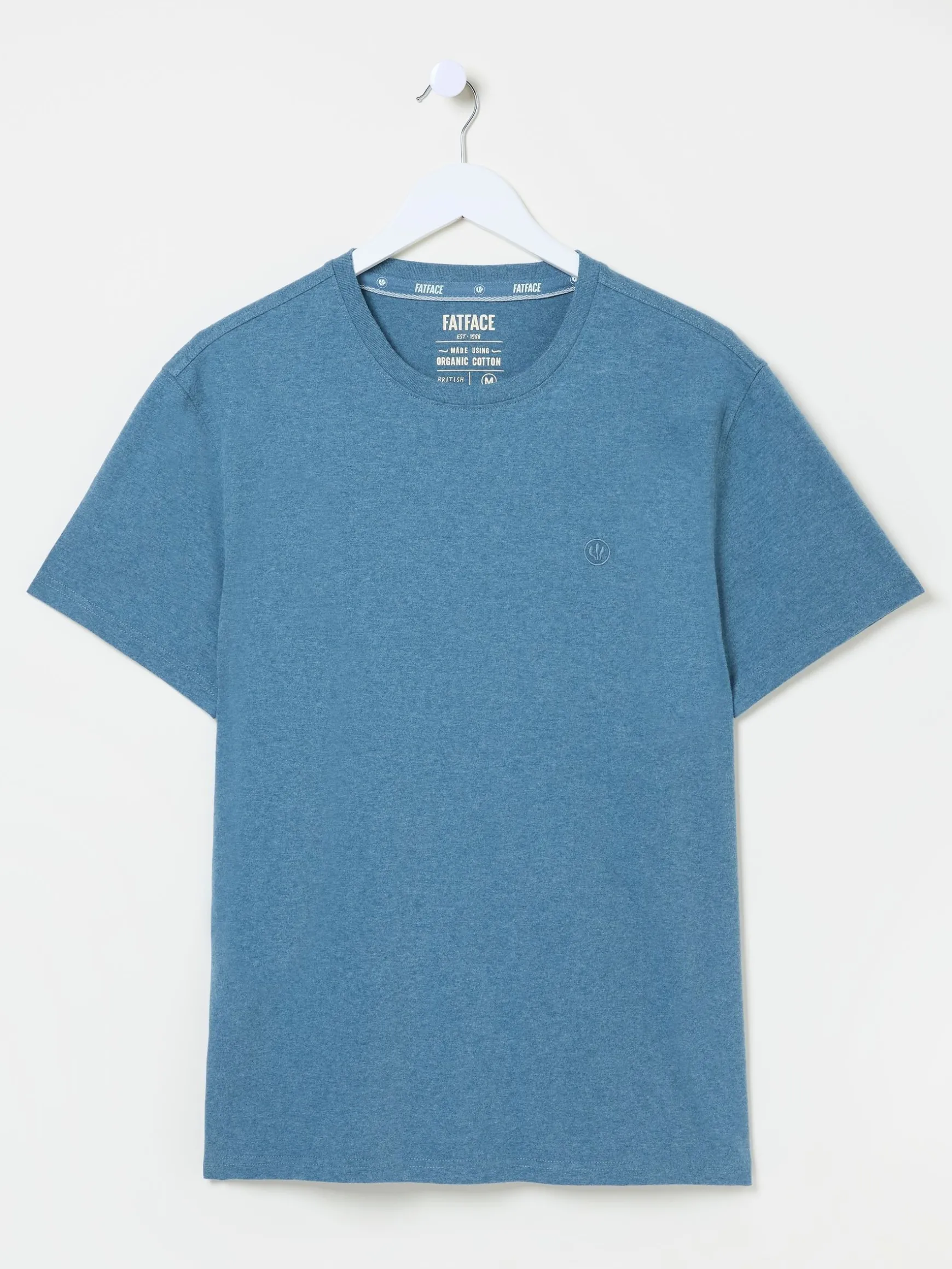 FatFace Lulworth 100% Cotton Organic Crew T-Shirt Teal Blue Hot