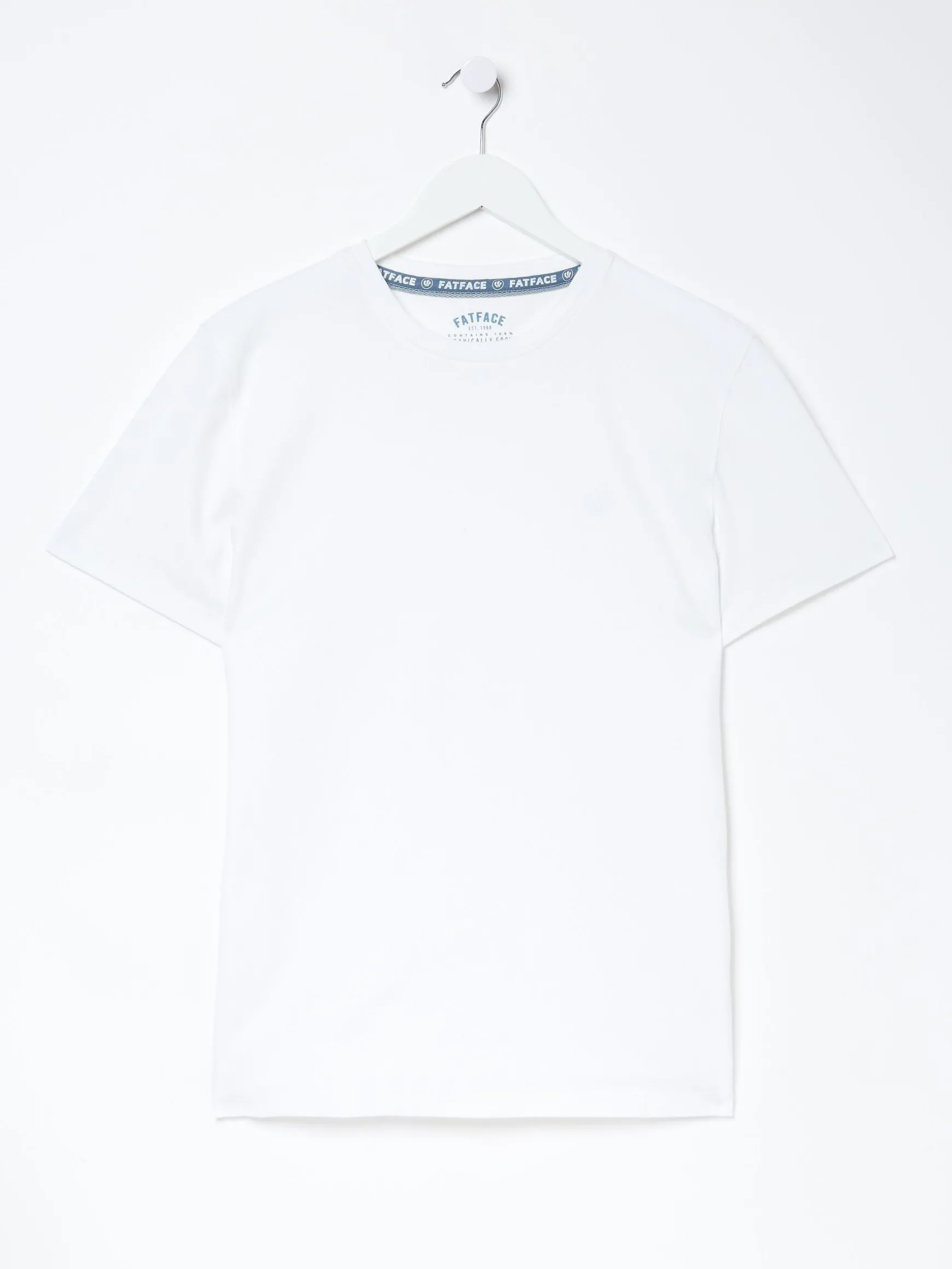 FatFace Lulworth 100% Cotton Organic Crew T-Shirt White Outlet