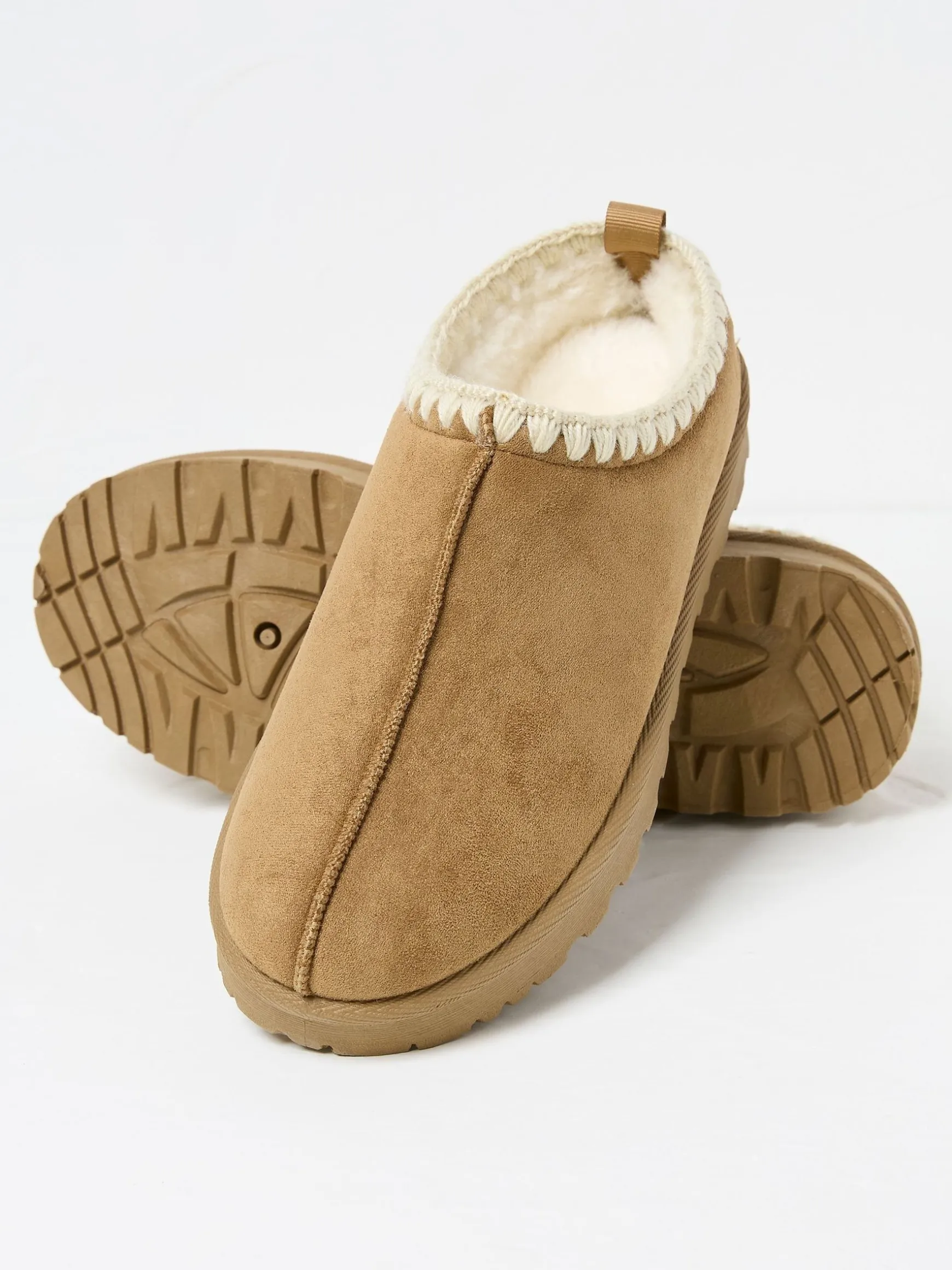 FatFace Lyra Lyra Embroidered Snug Mules Tan Brown Hot