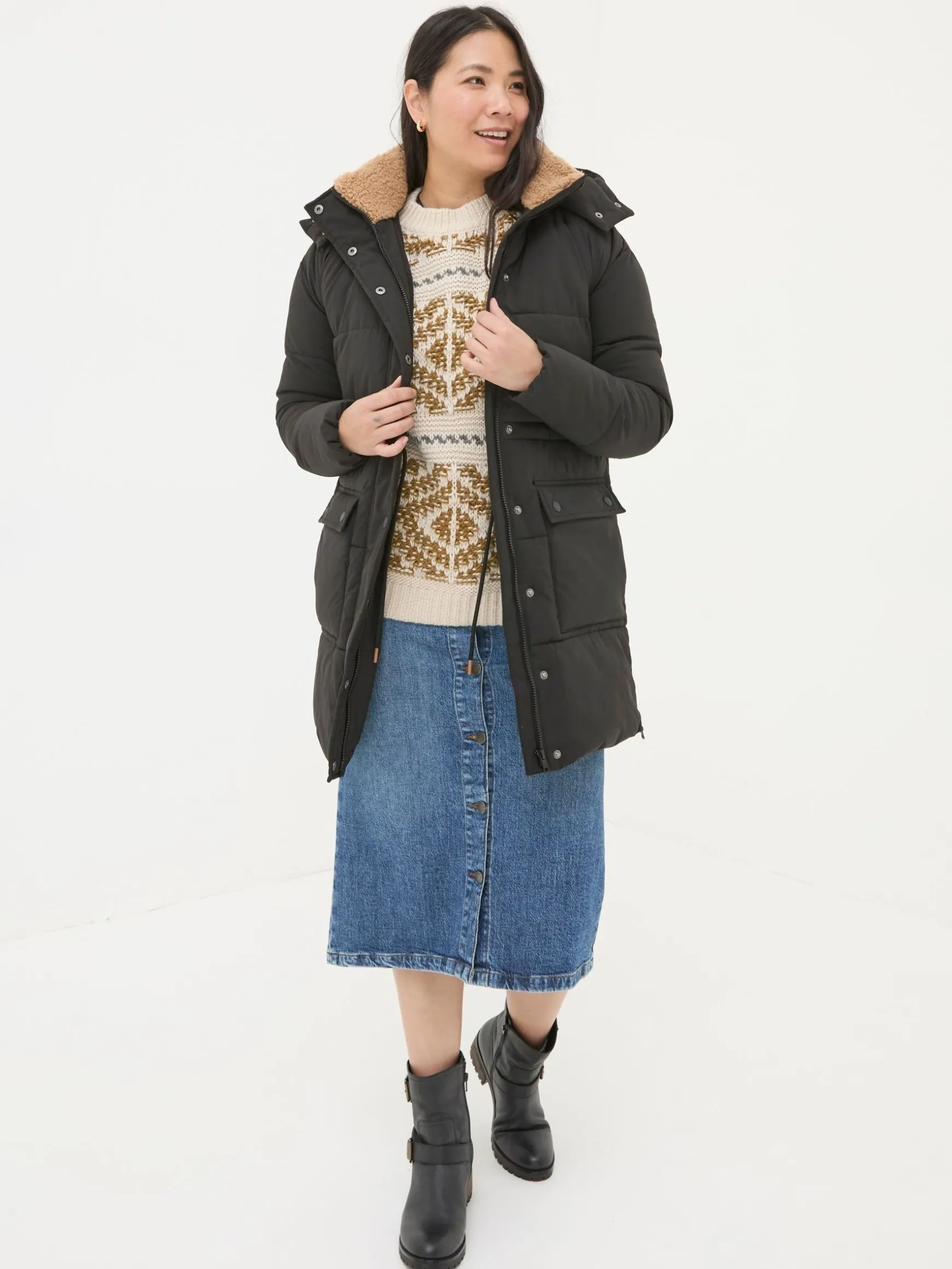 FatFace Maddie Puffer Coat Black Best