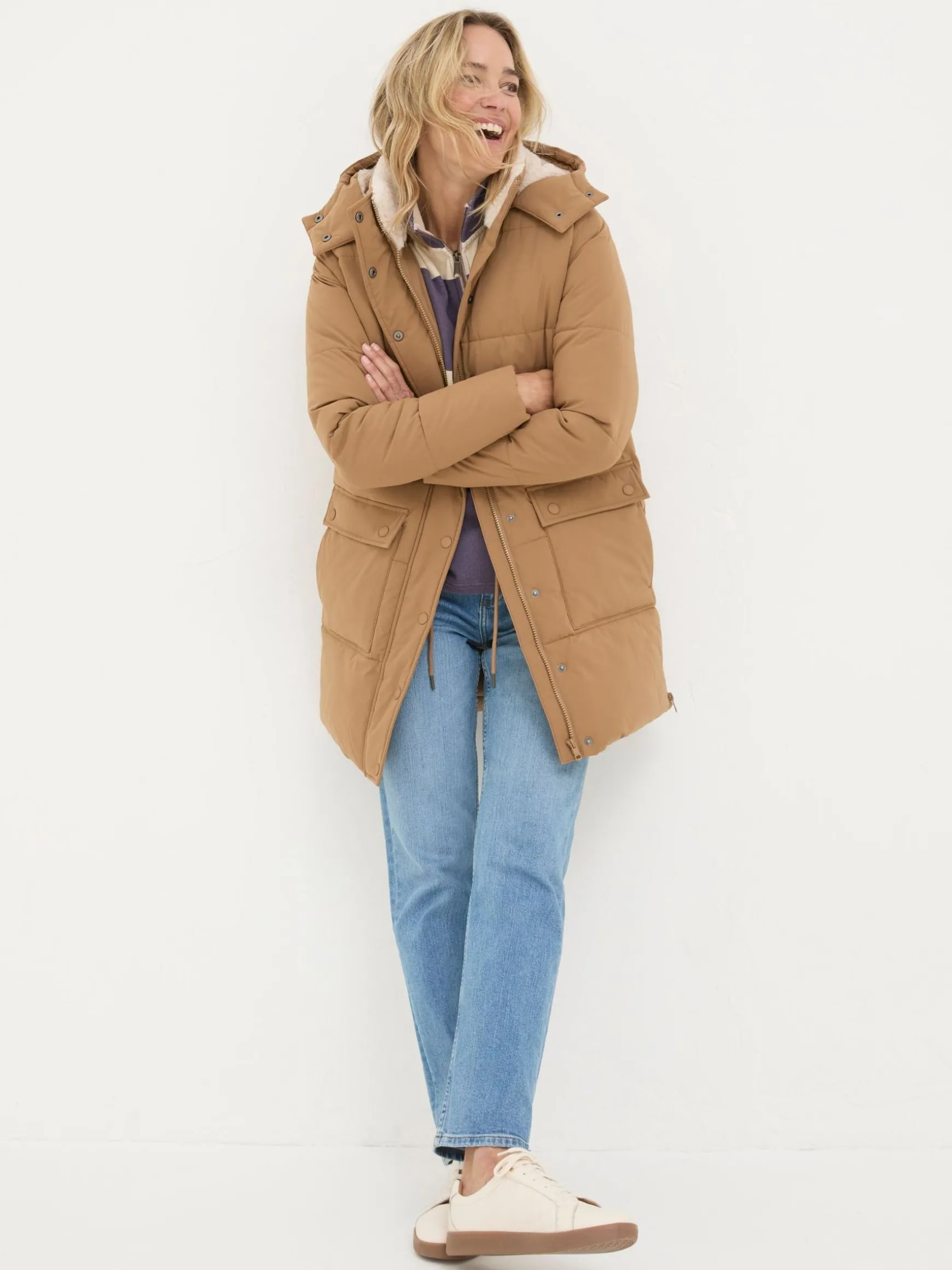 FatFace Maddie Puffer Coat Tan Brown Fashion