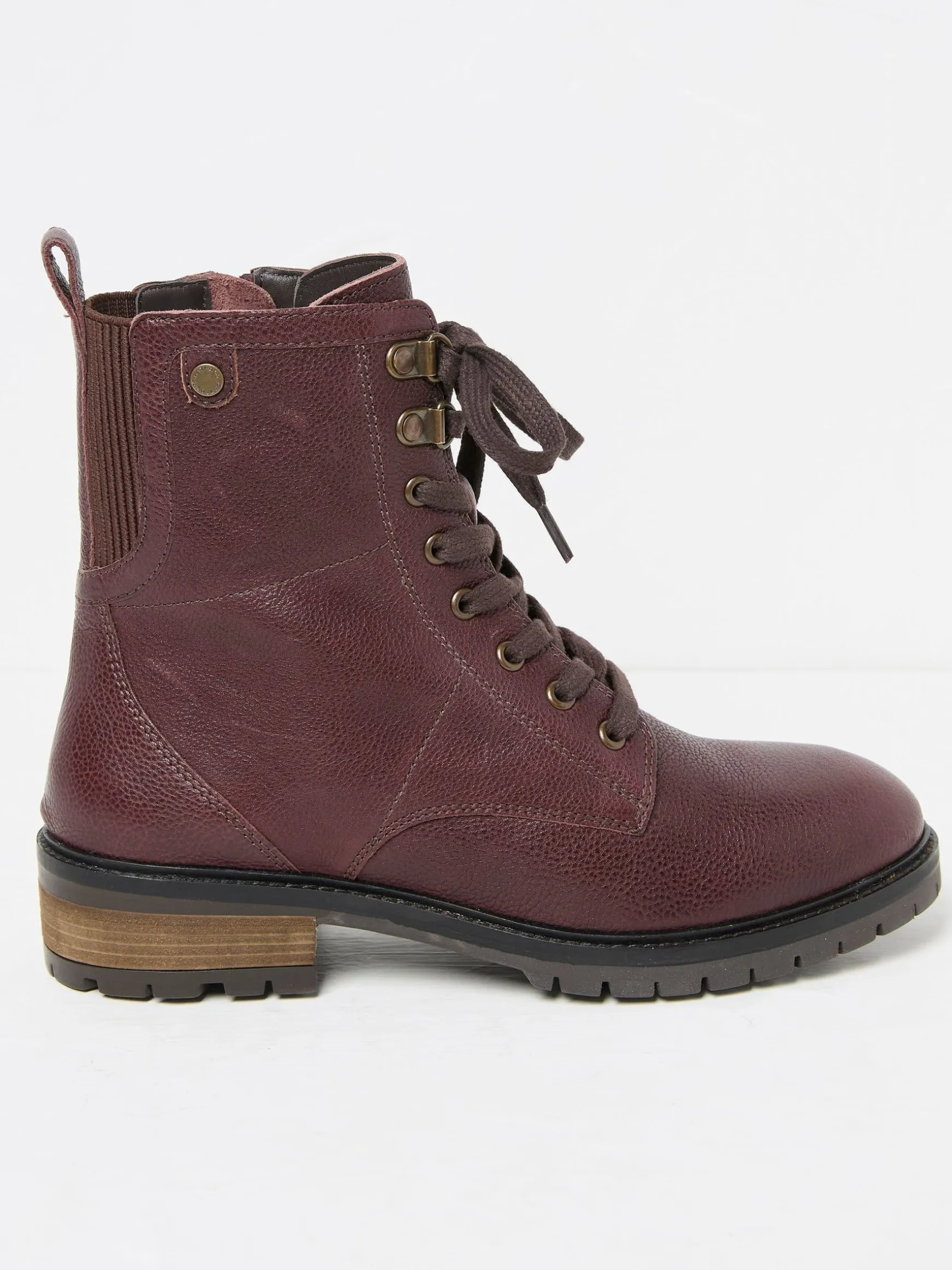 FatFace Margot Lace-Up Boots Burgundy Red Flash Sale