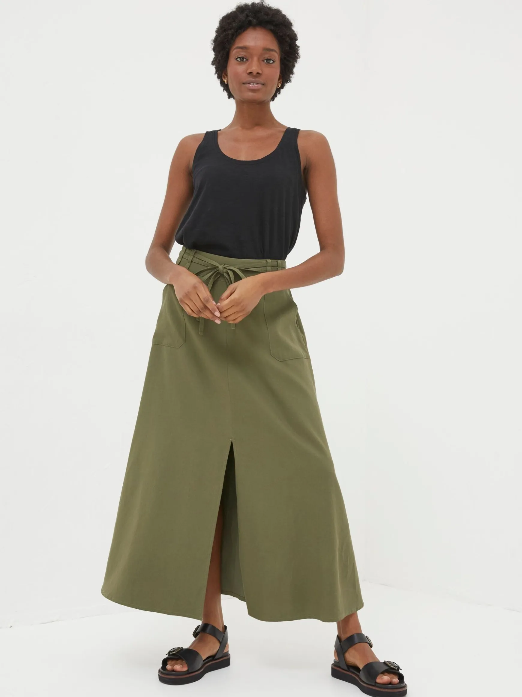 FatFace Melanie Utility Midi Skirt Green Clearance