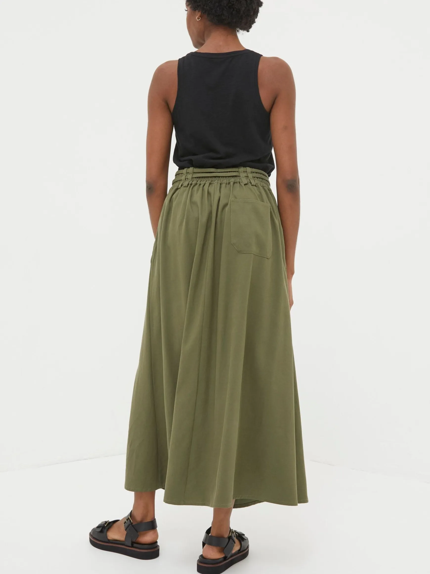 FatFace Melanie Utility Midi Skirt Green Clearance