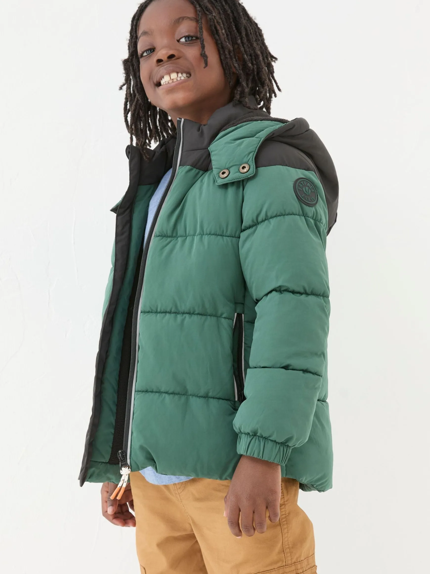 FatFace Milo Hooded Padded Jacket Green Cheap