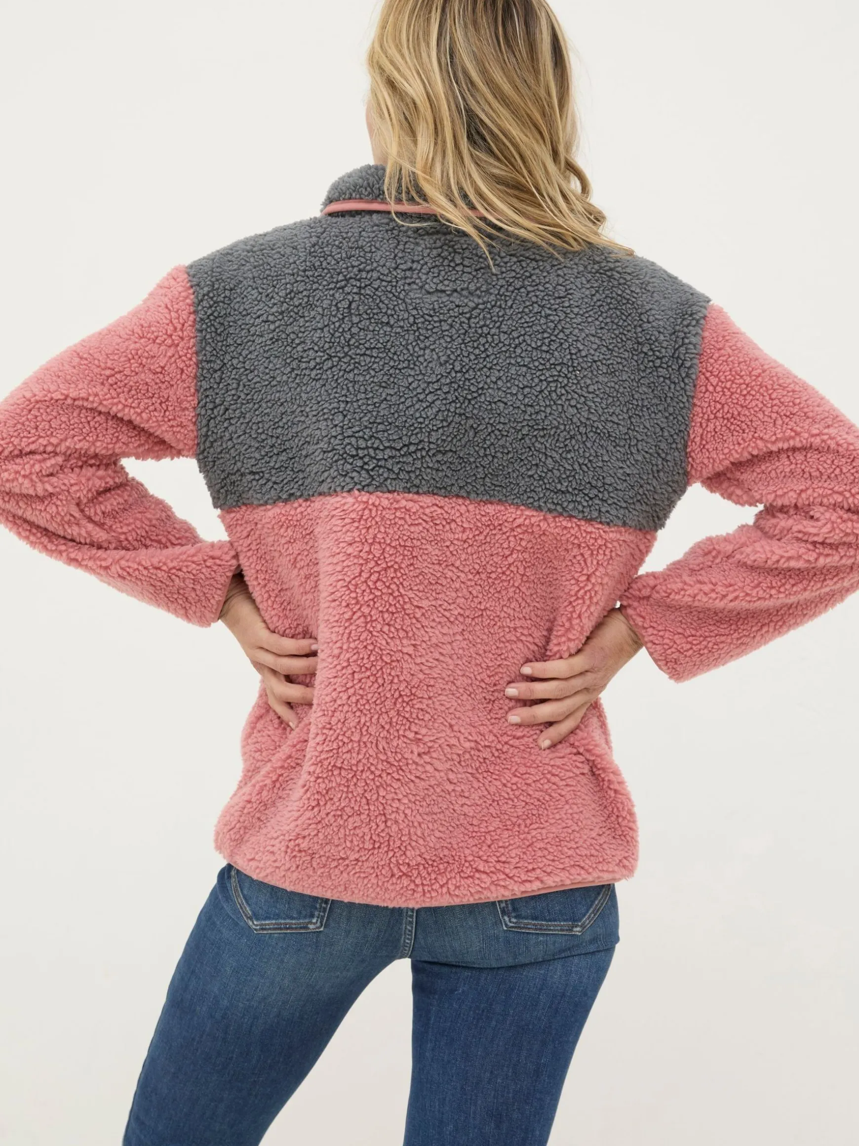 FatFace Colourblock Half Neck Fleece Multi Discount