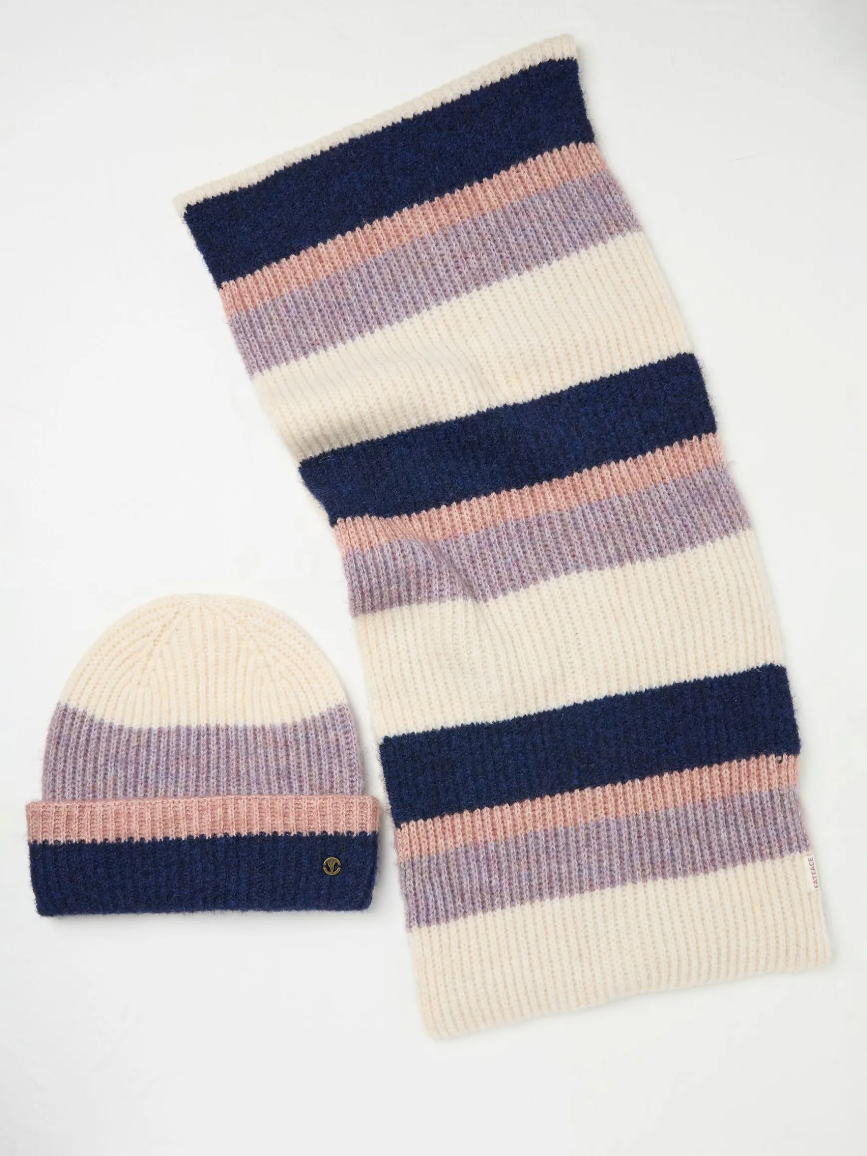 FatFace Colourblock Hat And Scarf Gift Set Multi Cheap