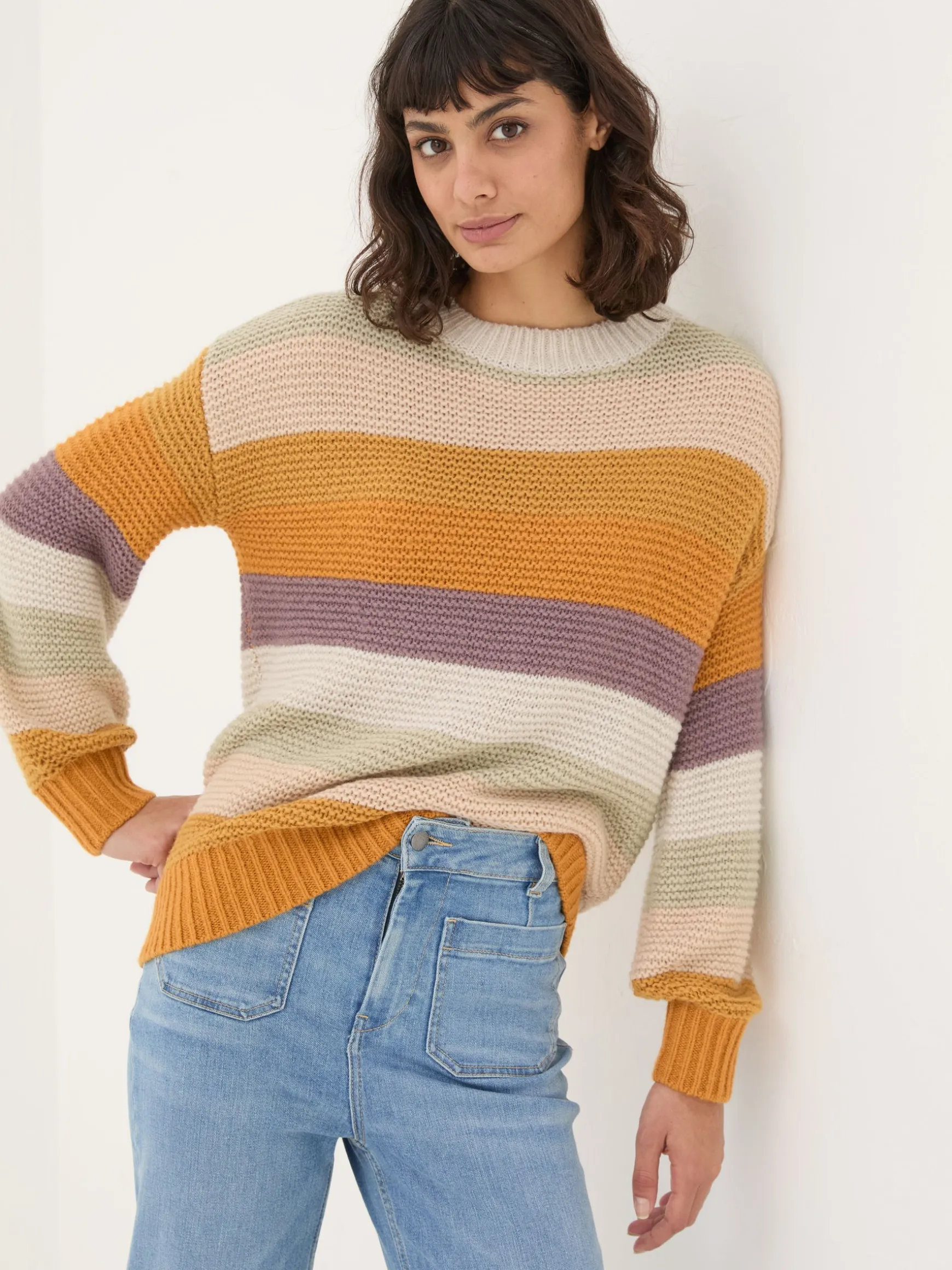 FatFace Equinox Stripe Jumper Multi Clearance