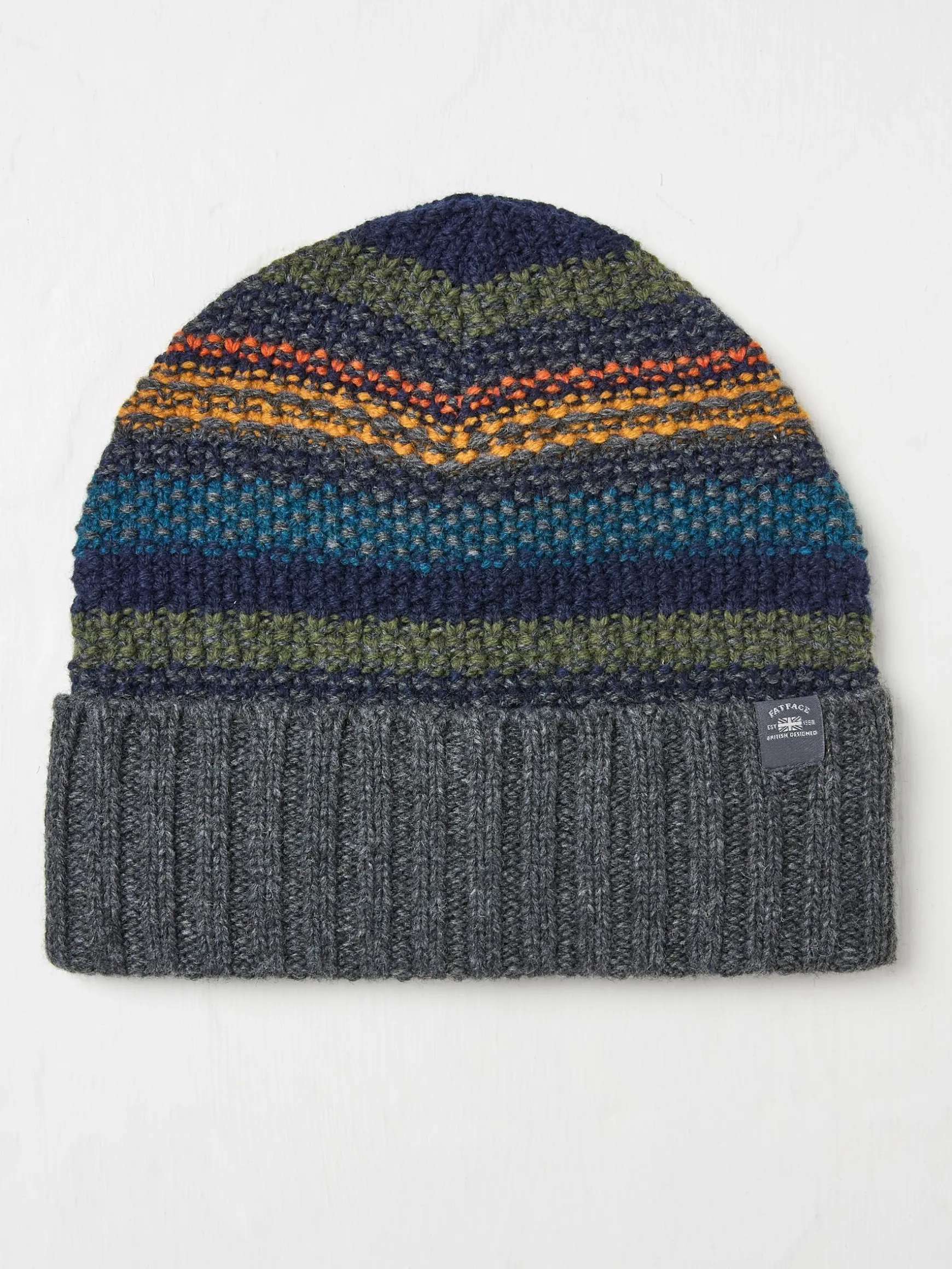 FatFace Stripe Bobble Hat Multi Hot