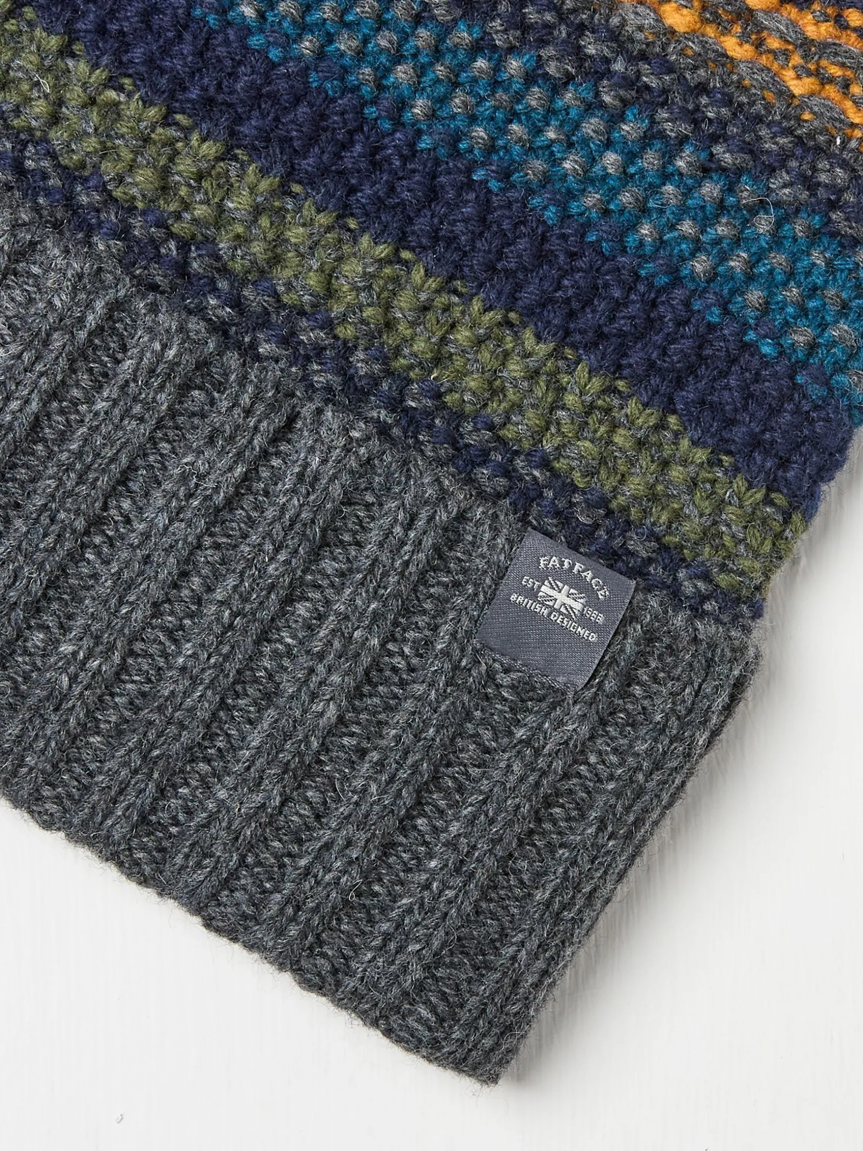 FatFace Stripe Bobble Hat Multi Hot