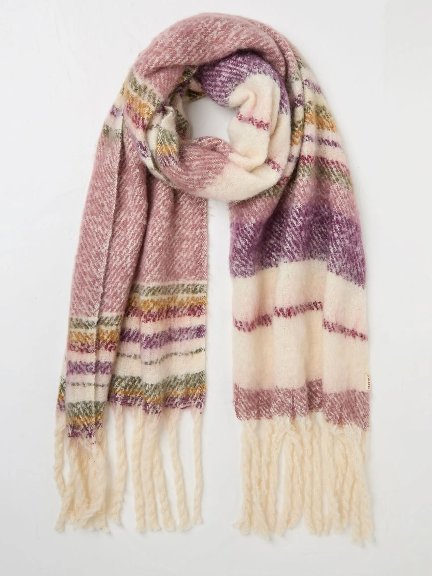 FatFace Stripe Boucle Scarf Multi Outlet