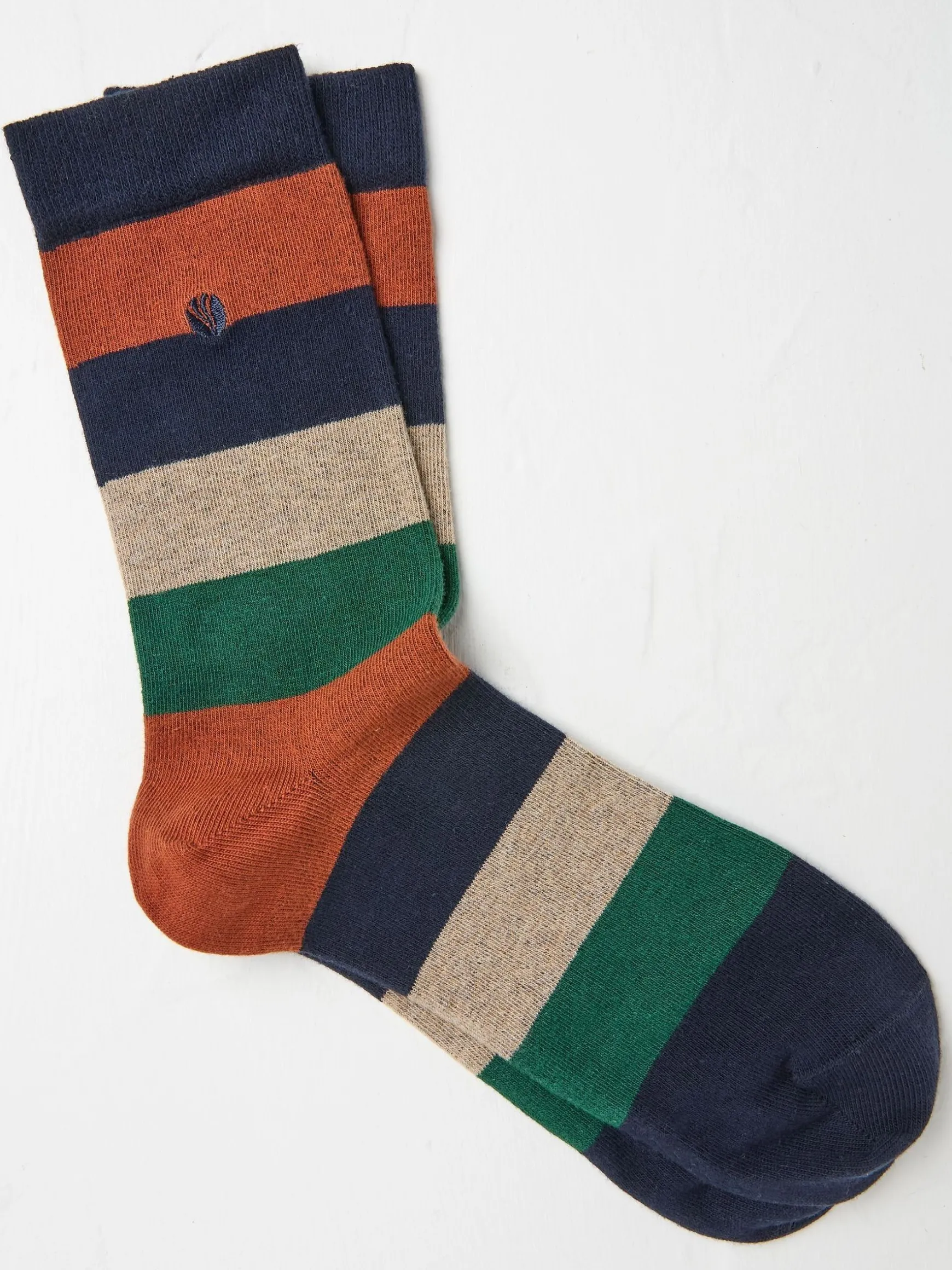 FatFace Men's Socks 1 Pack Multi Wide Stripe Hot