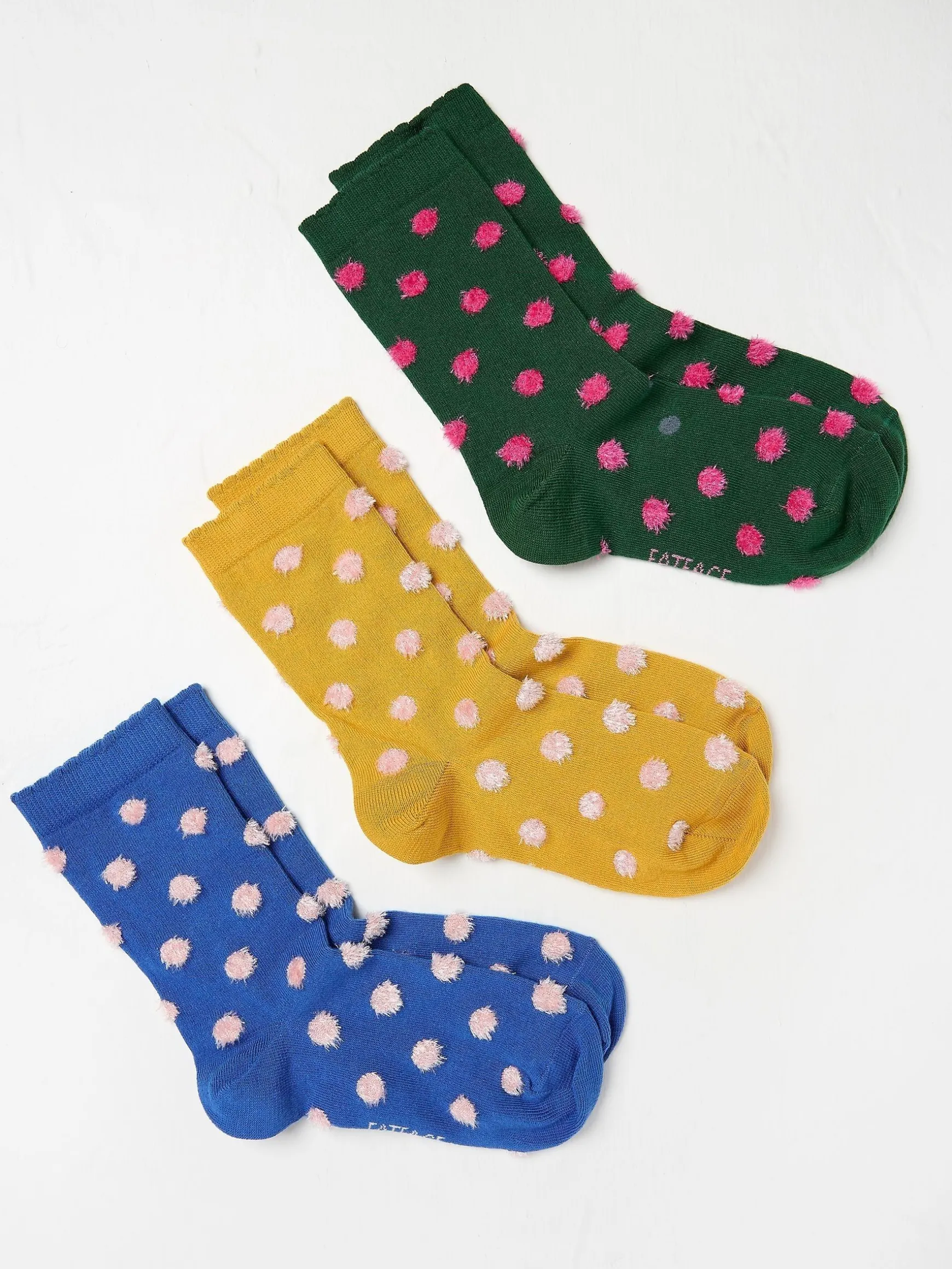 FatFace Womens Fluffy Spot Socks 3 Pack Multi Discount