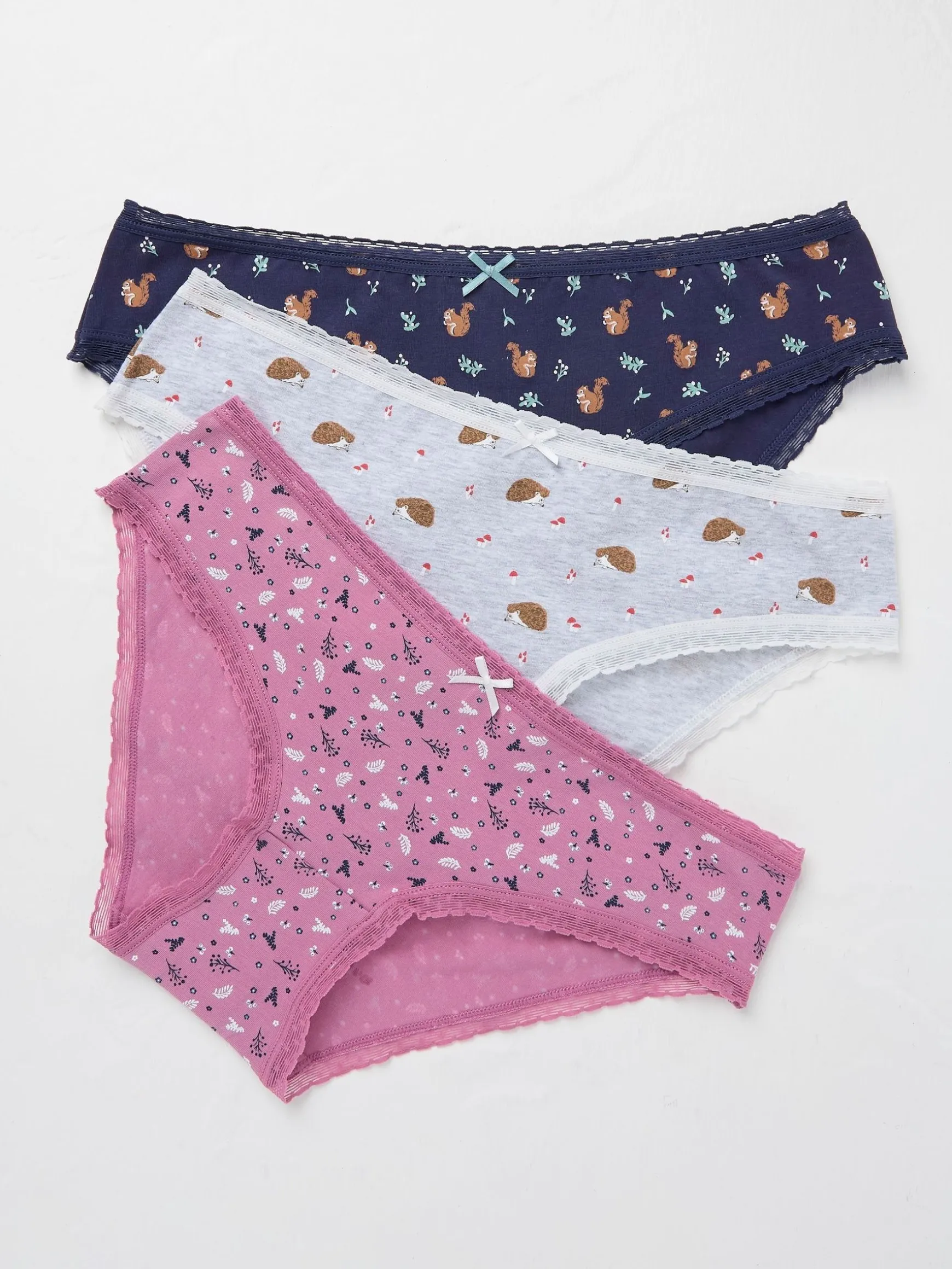 FatFace Mini Knickers 3 Pack Multi Woodland Fashion