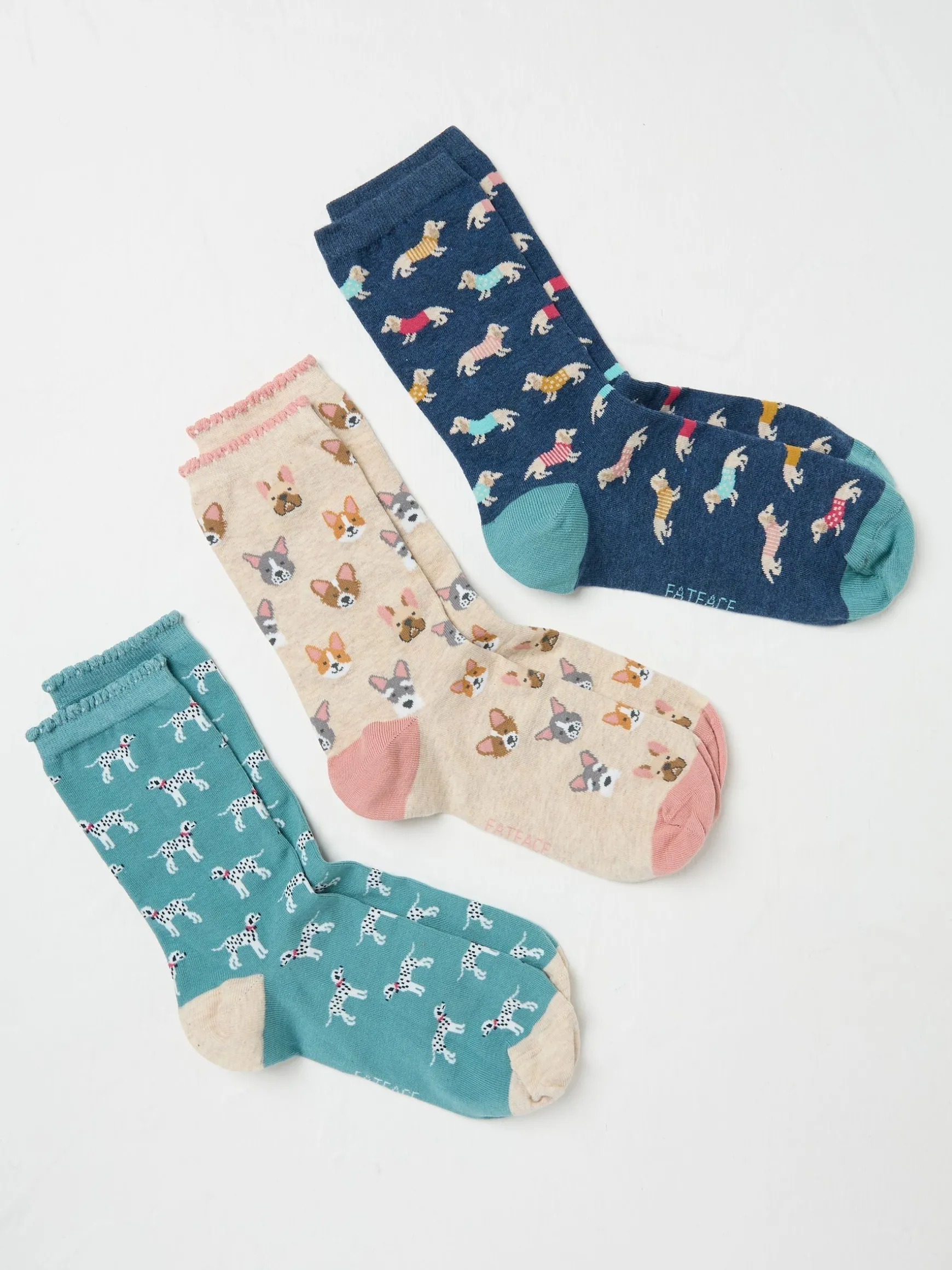 FatFace 3 Pairs Of Dog Socks In A Box Multicolour Online