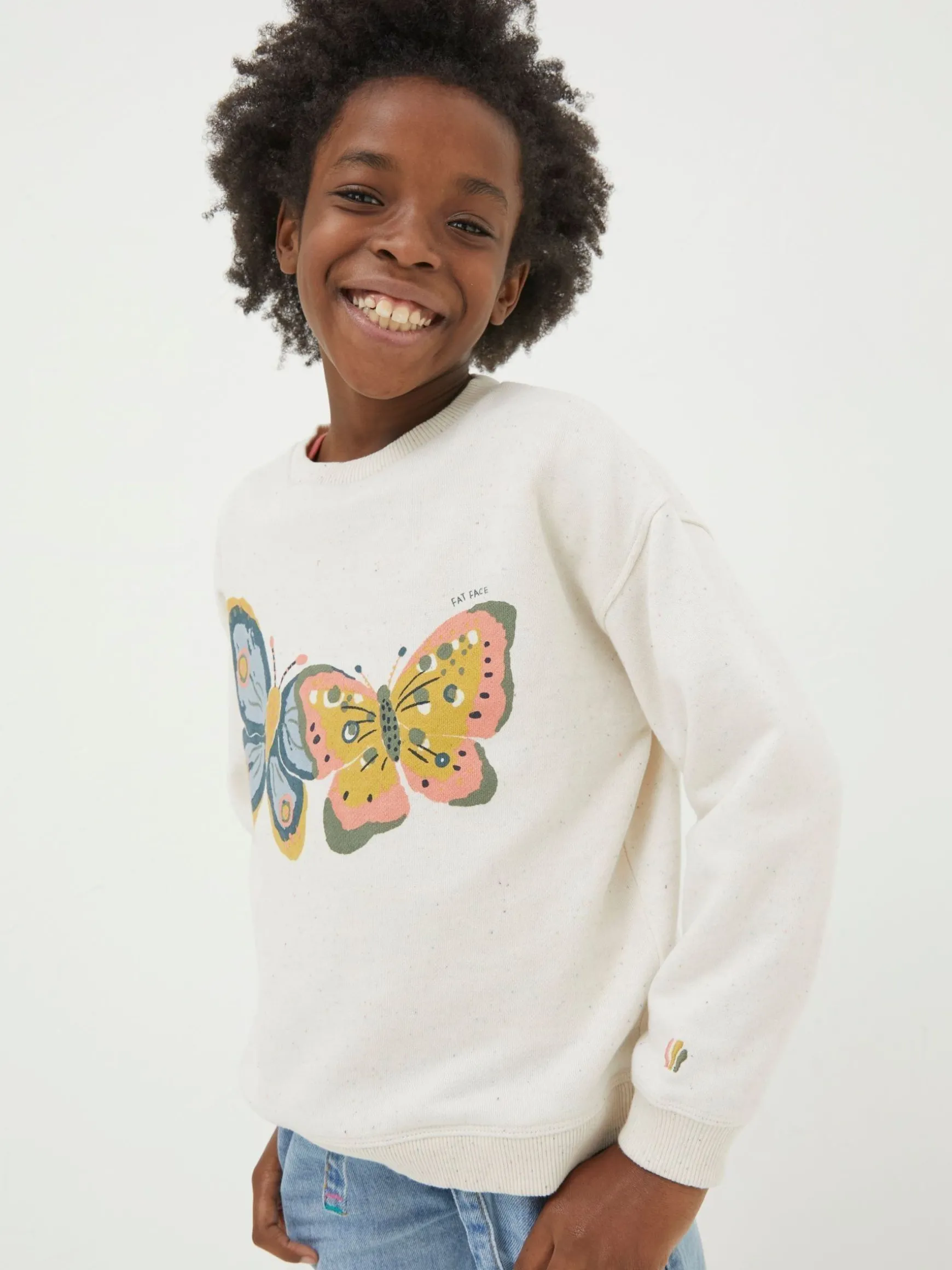 FatFace Butterfly Crew Sweatshirt Natural Store