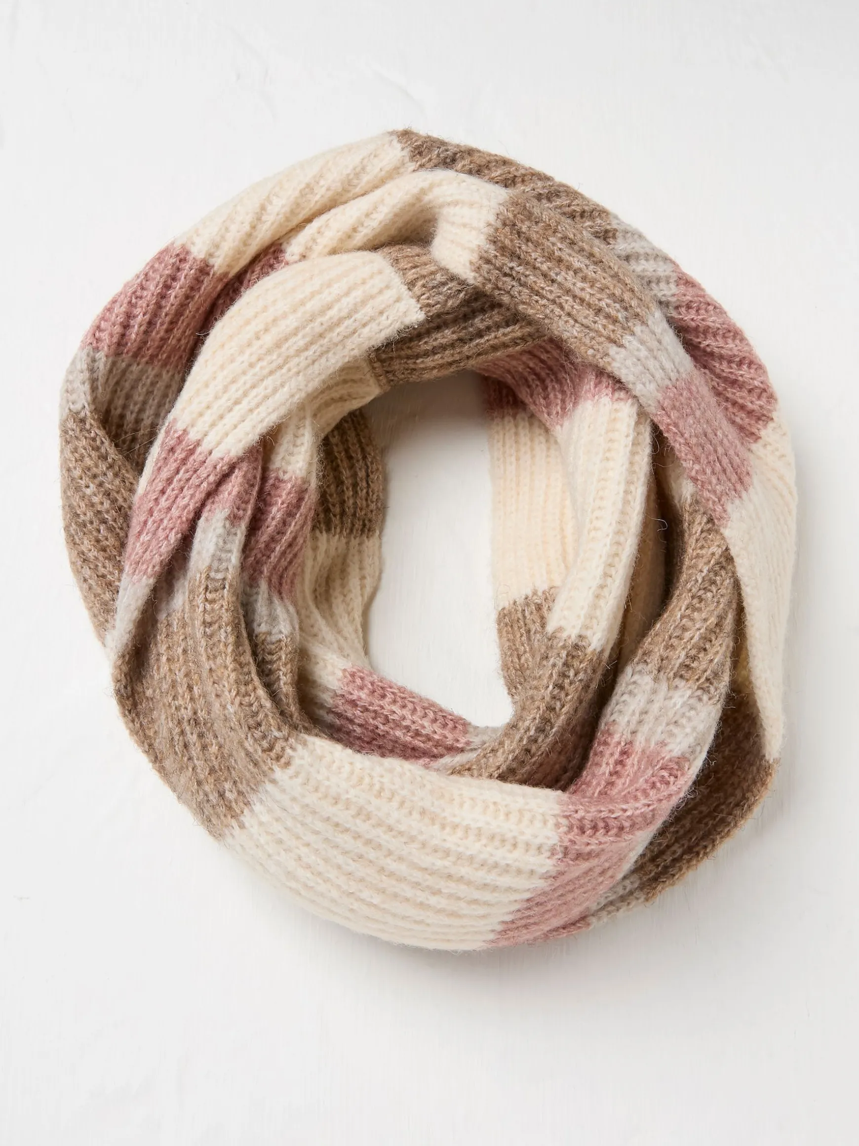 FatFace Colourblock Snood Scarf Natural Sale