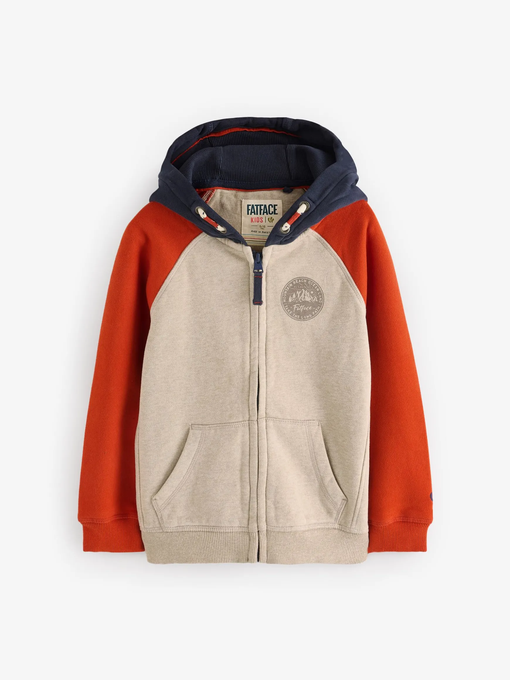 FatFace Colourblock Zip Through Hoodie Natural Hot