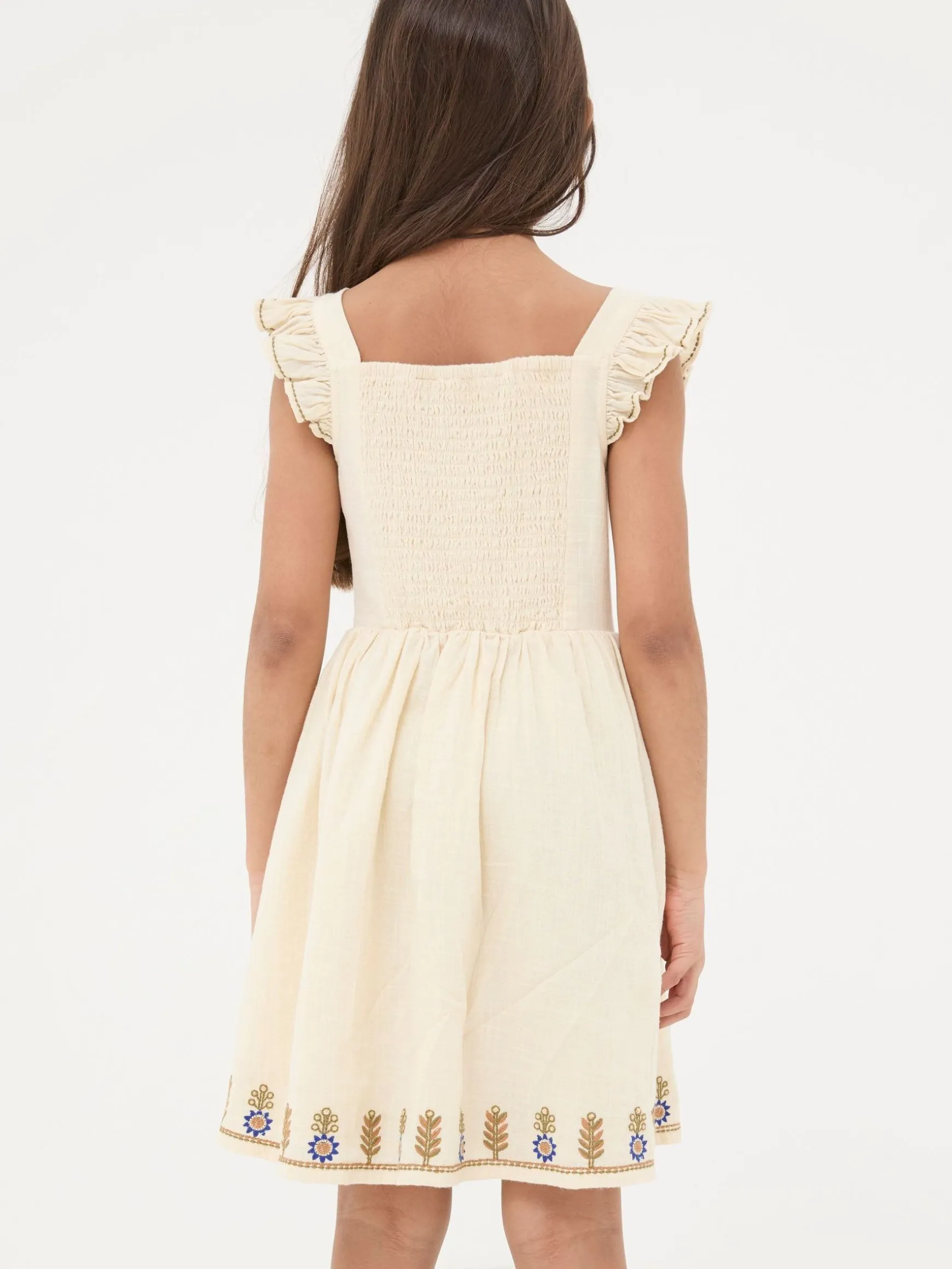 FatFace Embroidered Strappy Dress Natural Best Sale