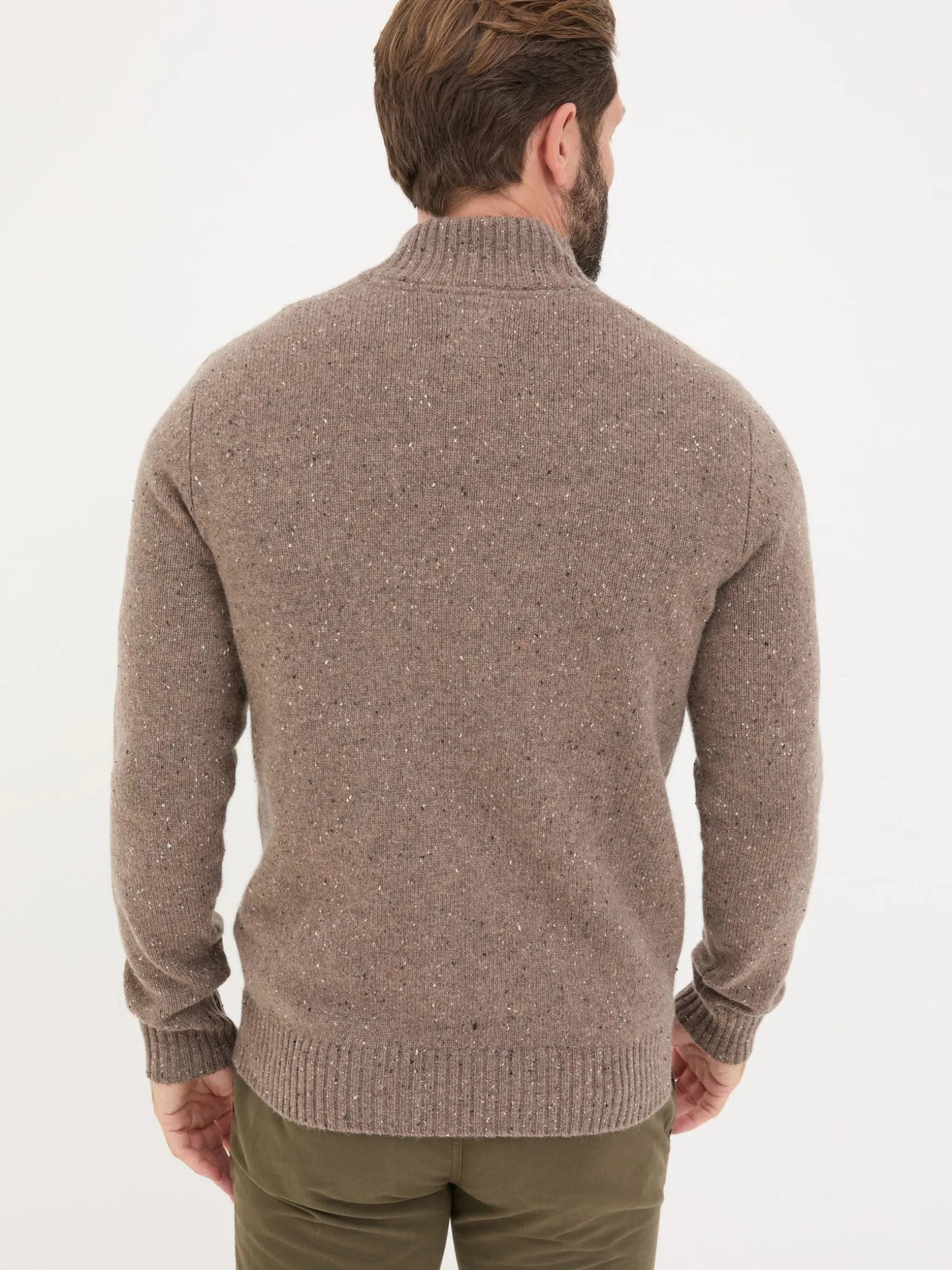 FatFace Lambswool Half Neck Jumper Natural Cheap