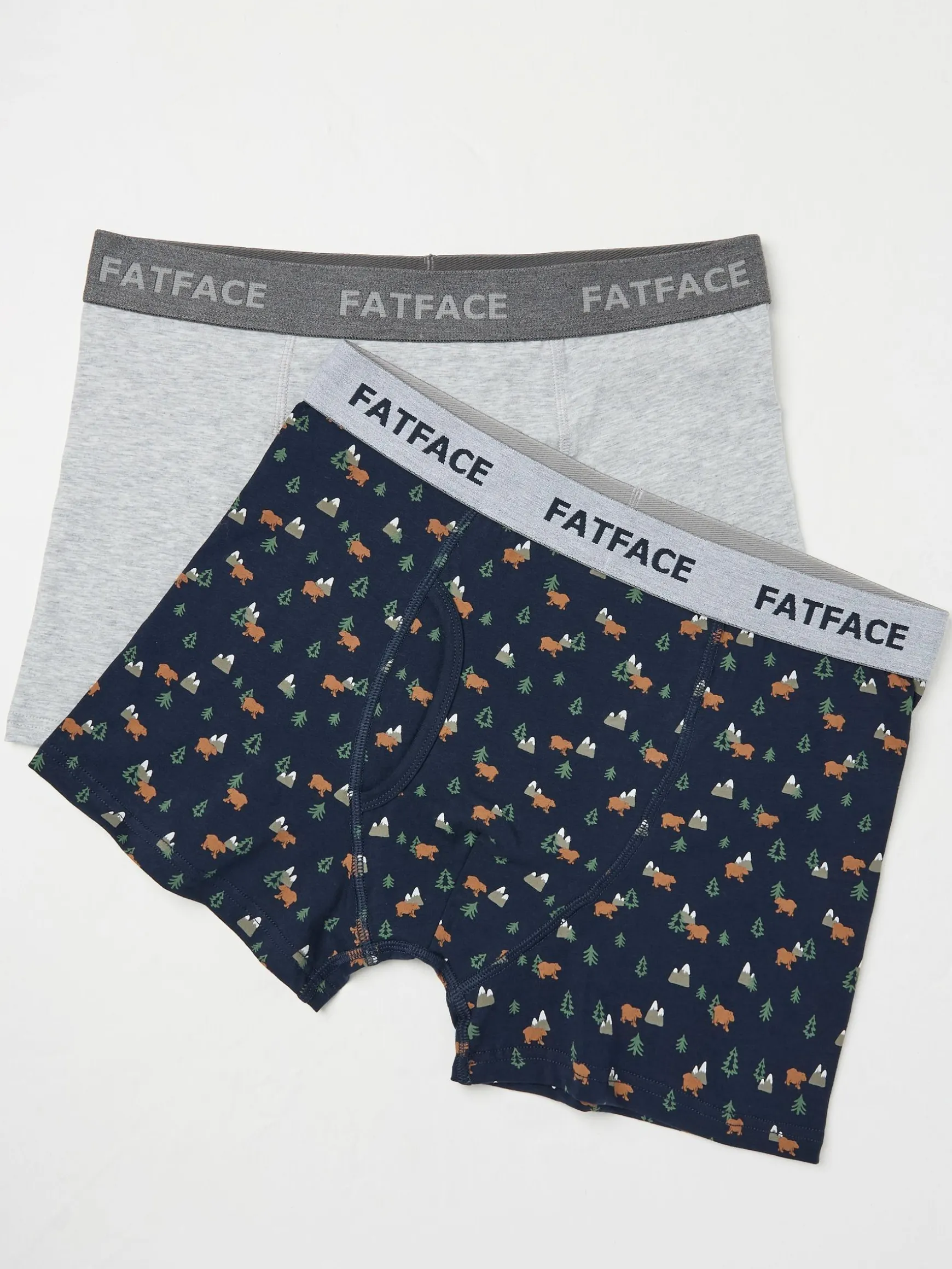 FatFace Bear Print Boxers 2 Pack Navy Store