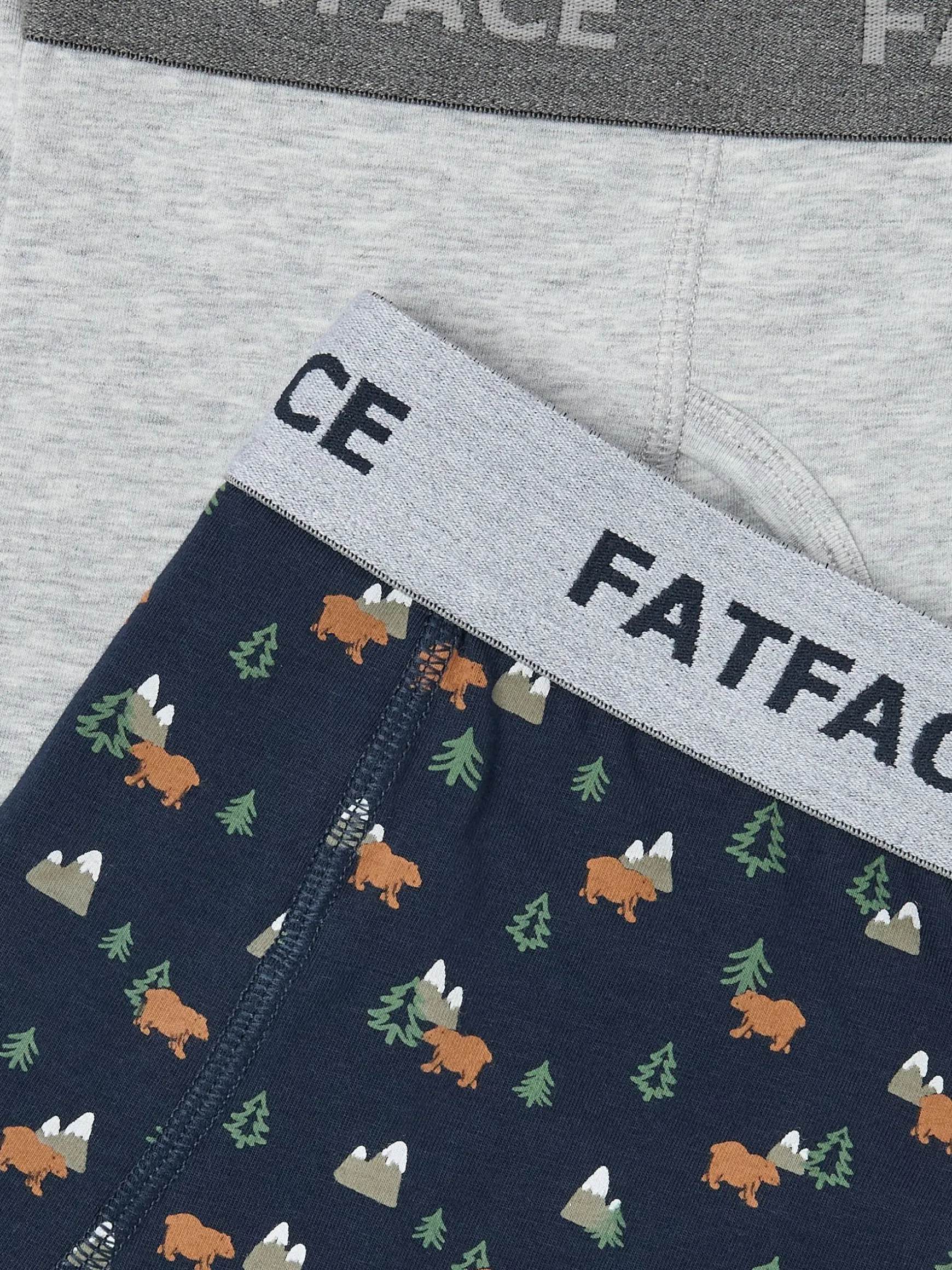 FatFace Bear Print Boxers 2 Pack Navy Store