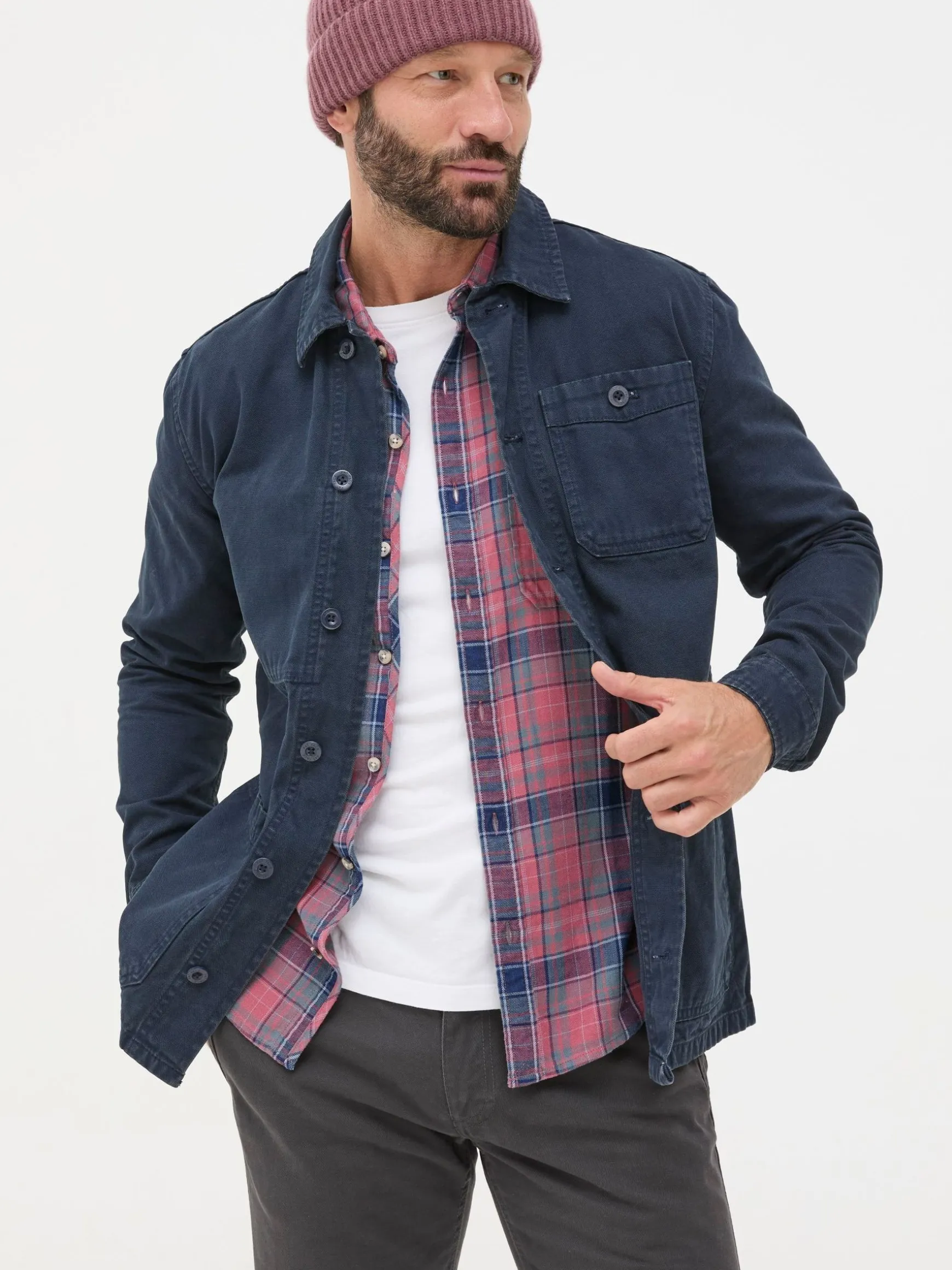 FatFace Canvas Worker Jacket Navy Blue Sale