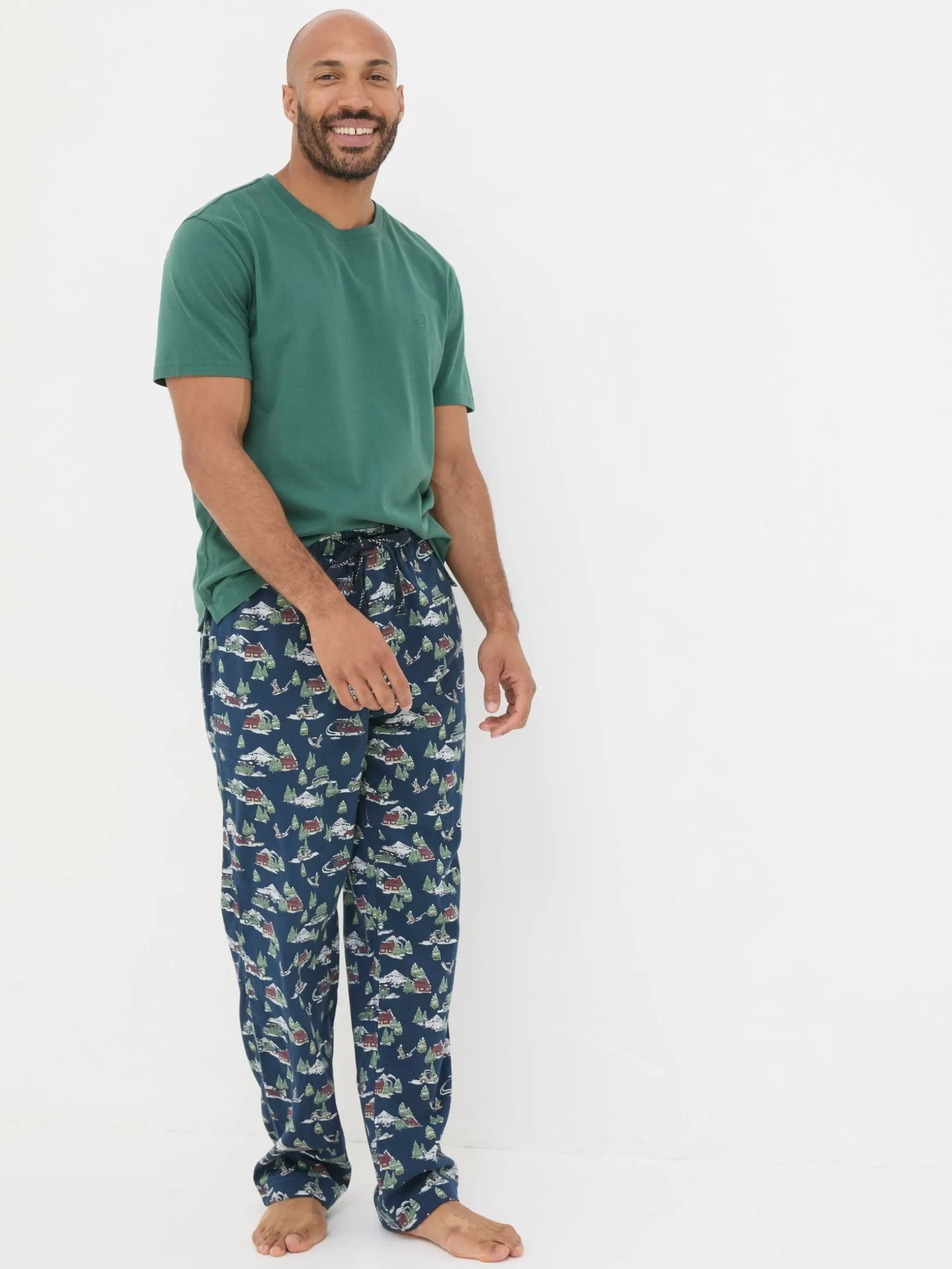 FatFace Jeep Print Pyjamas Navy Blue Cheap