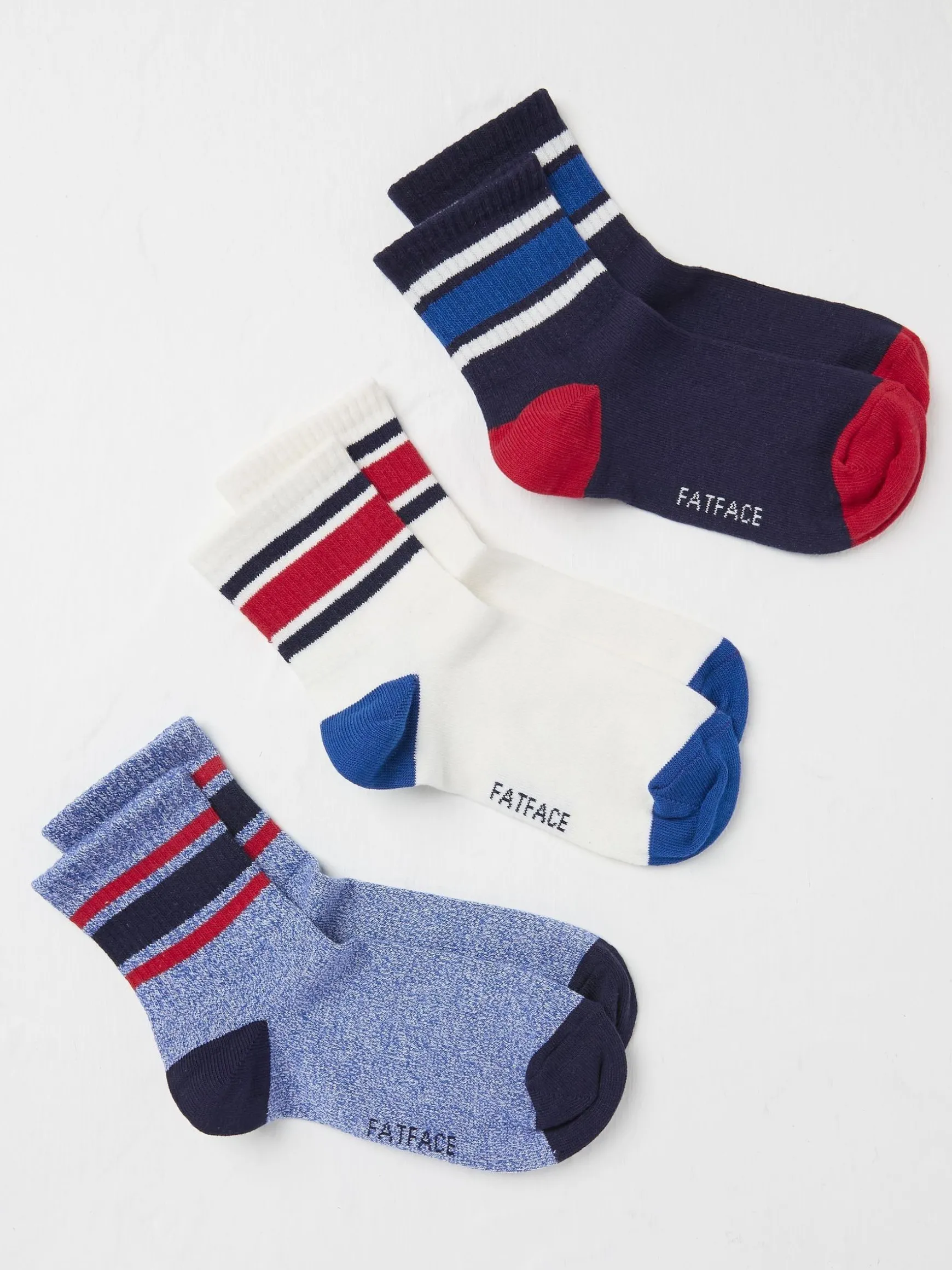 FatFace Sport Socks 3 Pack Navy Blue Hot