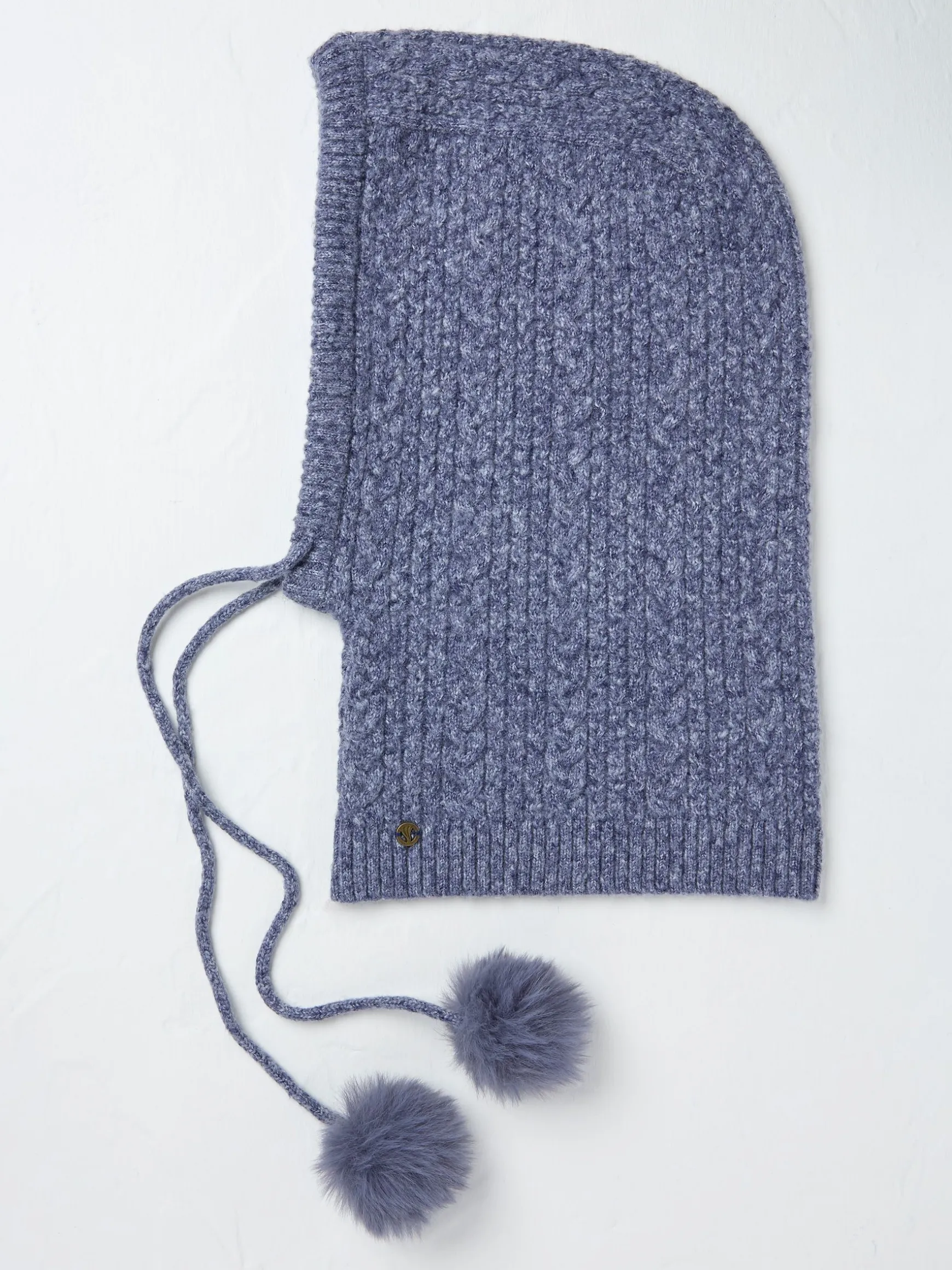 FatFace Cable Knit Hood Hat Navy Outlet