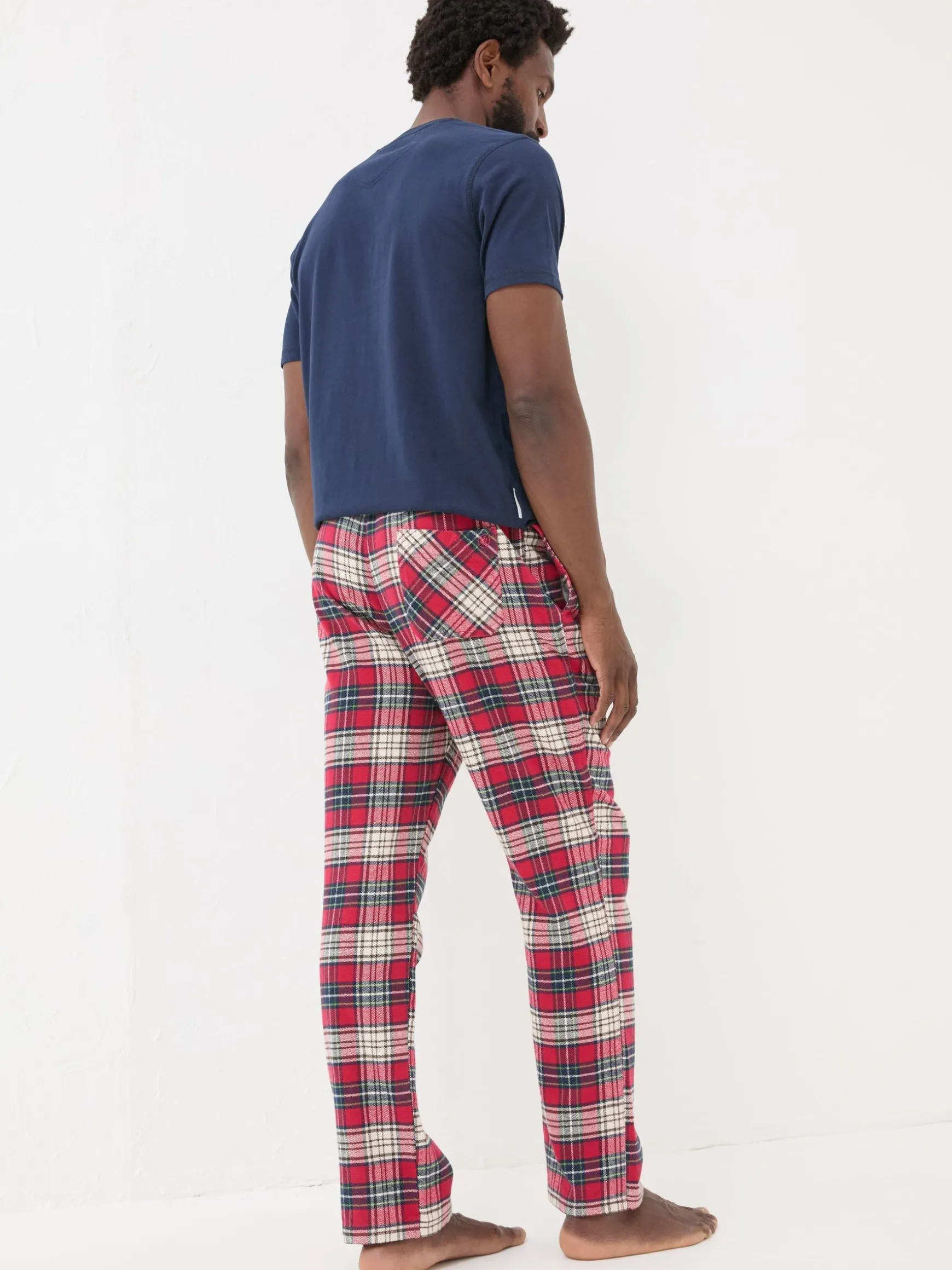 FatFace Check Pyjamas Set Navy Clearance