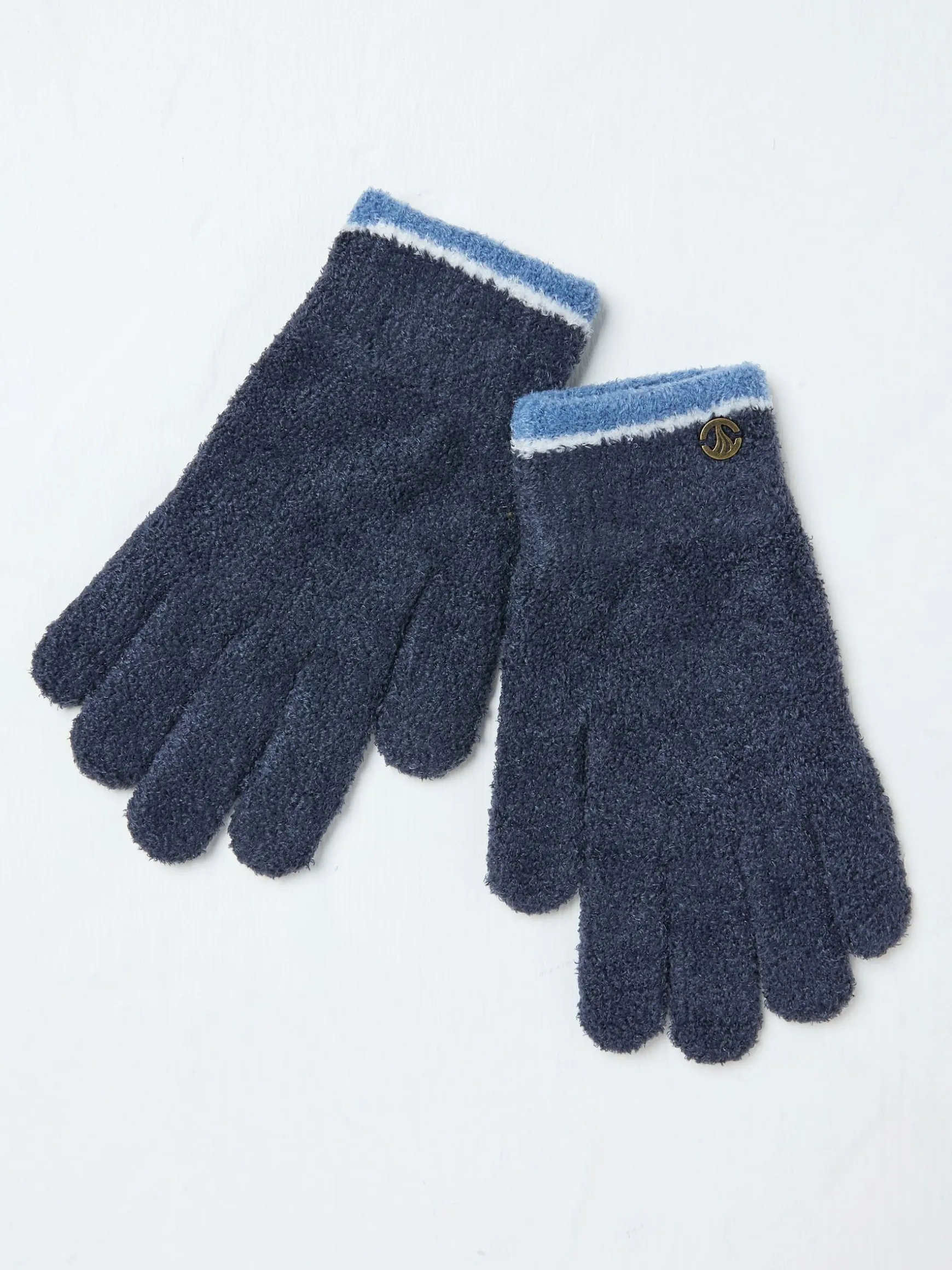 FatFace Chenille Gloves Navy Store