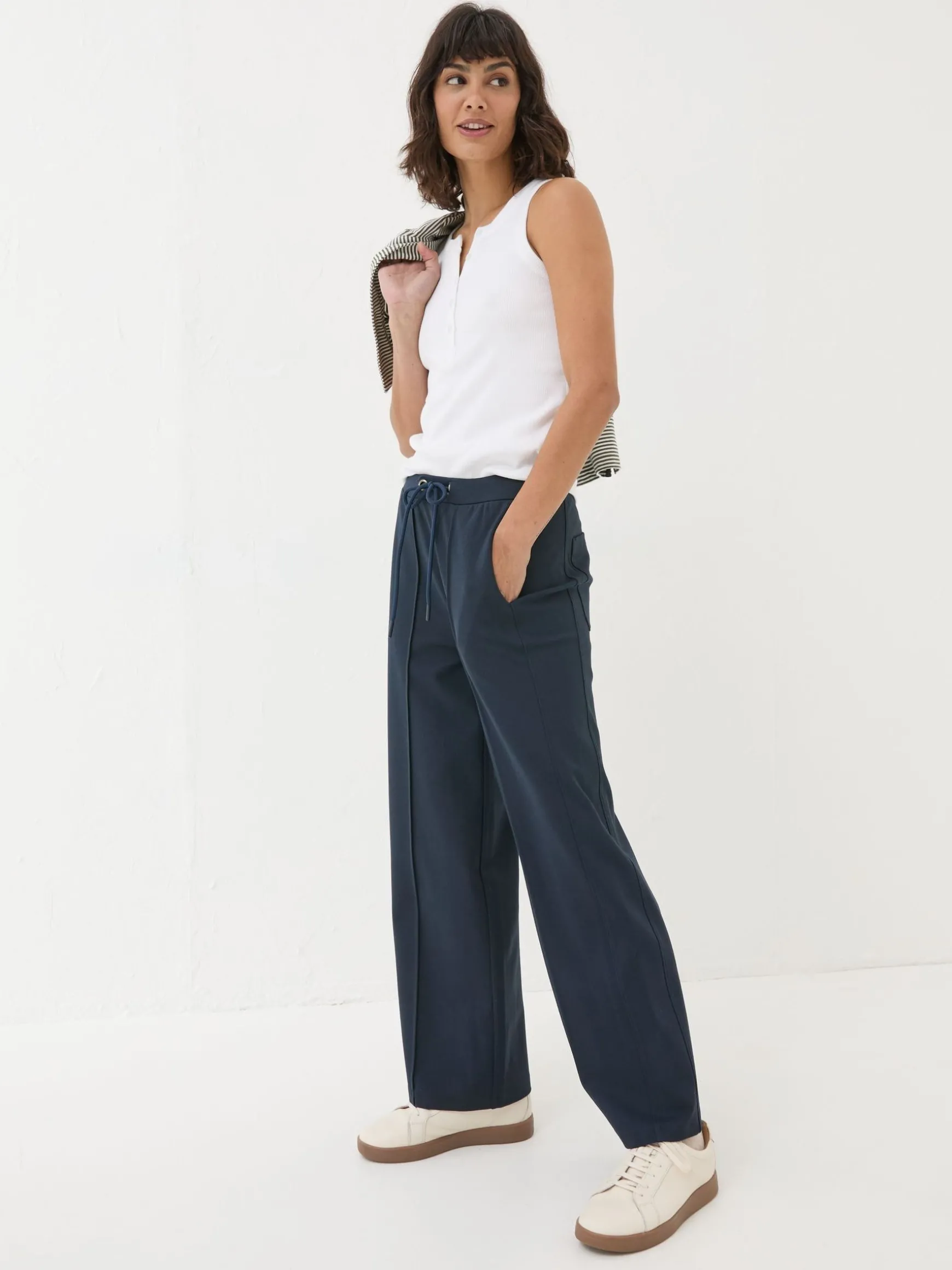 FatFace Ely Wide Leg Trousers Navy Flash Sale