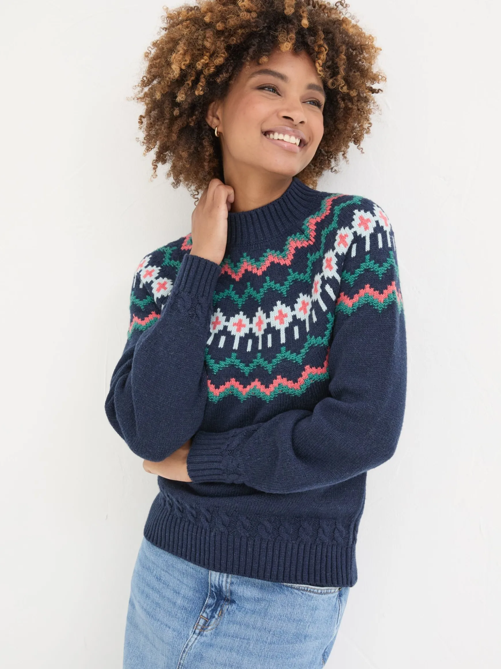 FatFace Emma Fairisle Jumper Navy Store