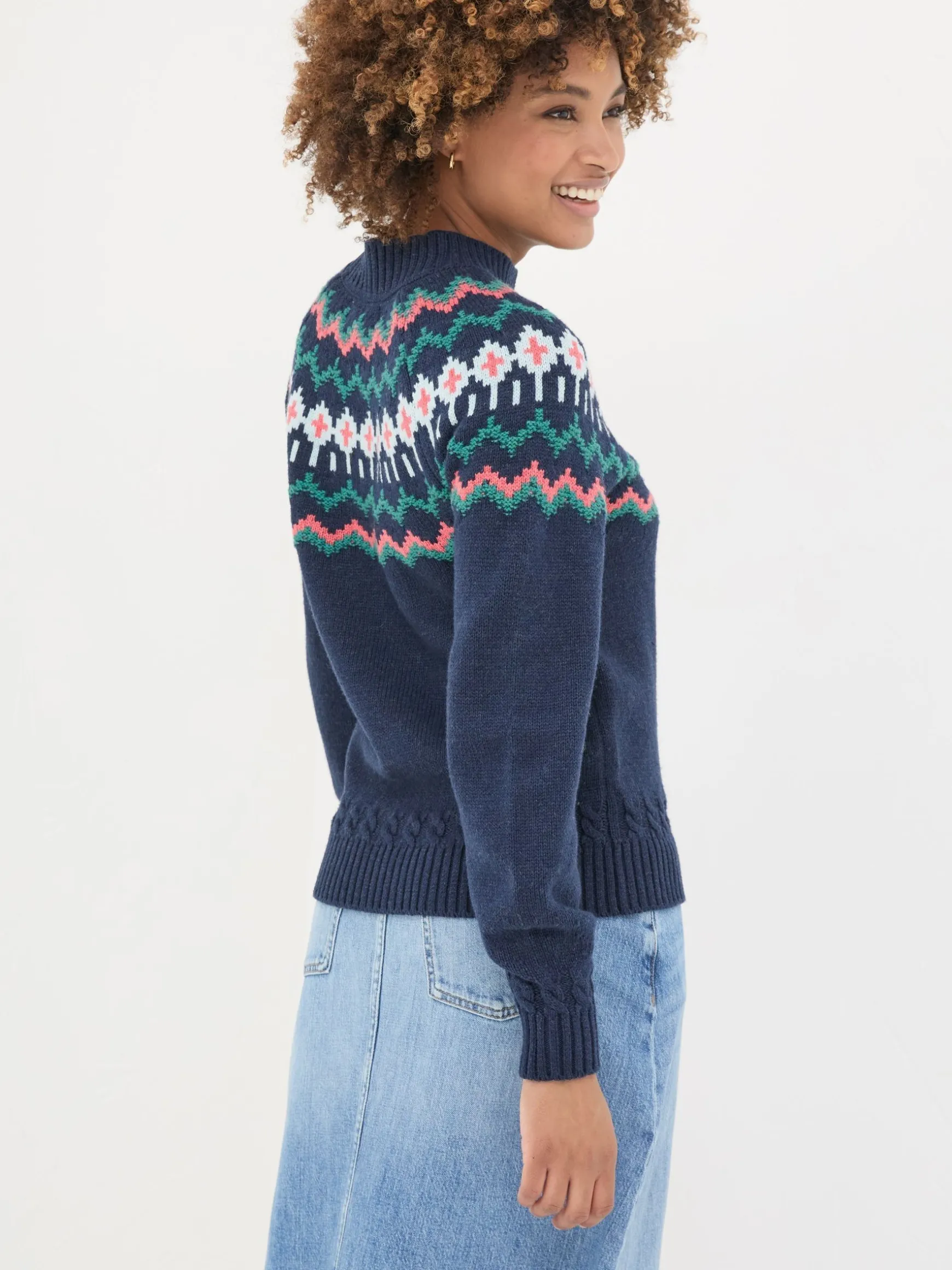 FatFace Emma Fairisle Jumper Navy Store